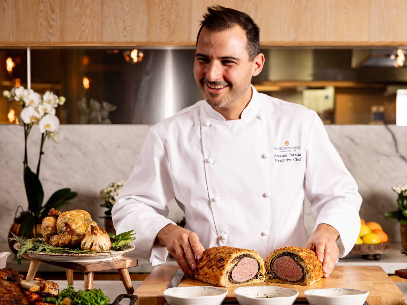 Chef preparing Beef Wellington 