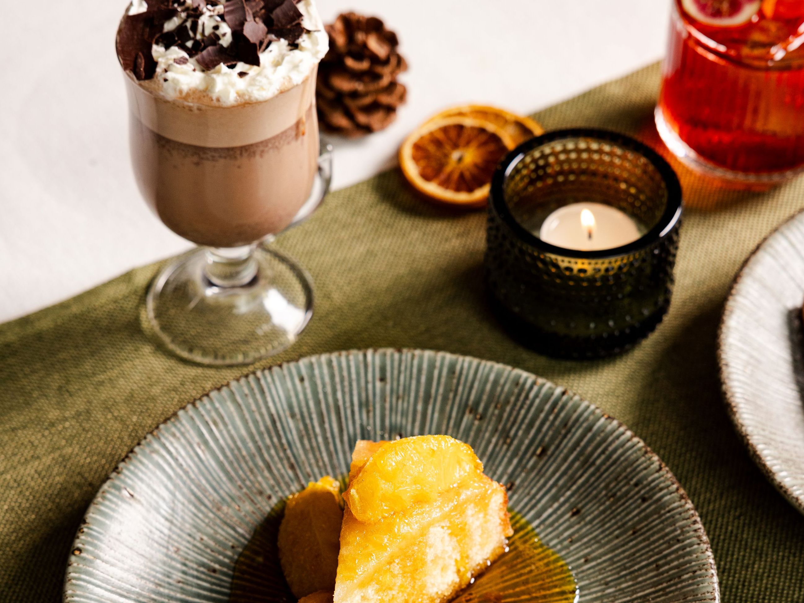 Dessert and hot chocolate