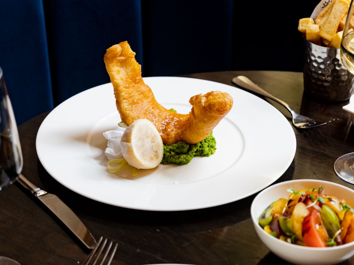 Fried fish and roasted vegetables