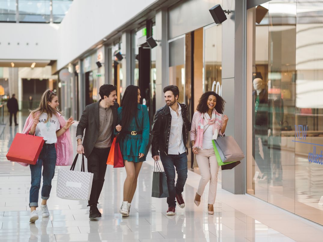 Two customers shopping at a mall