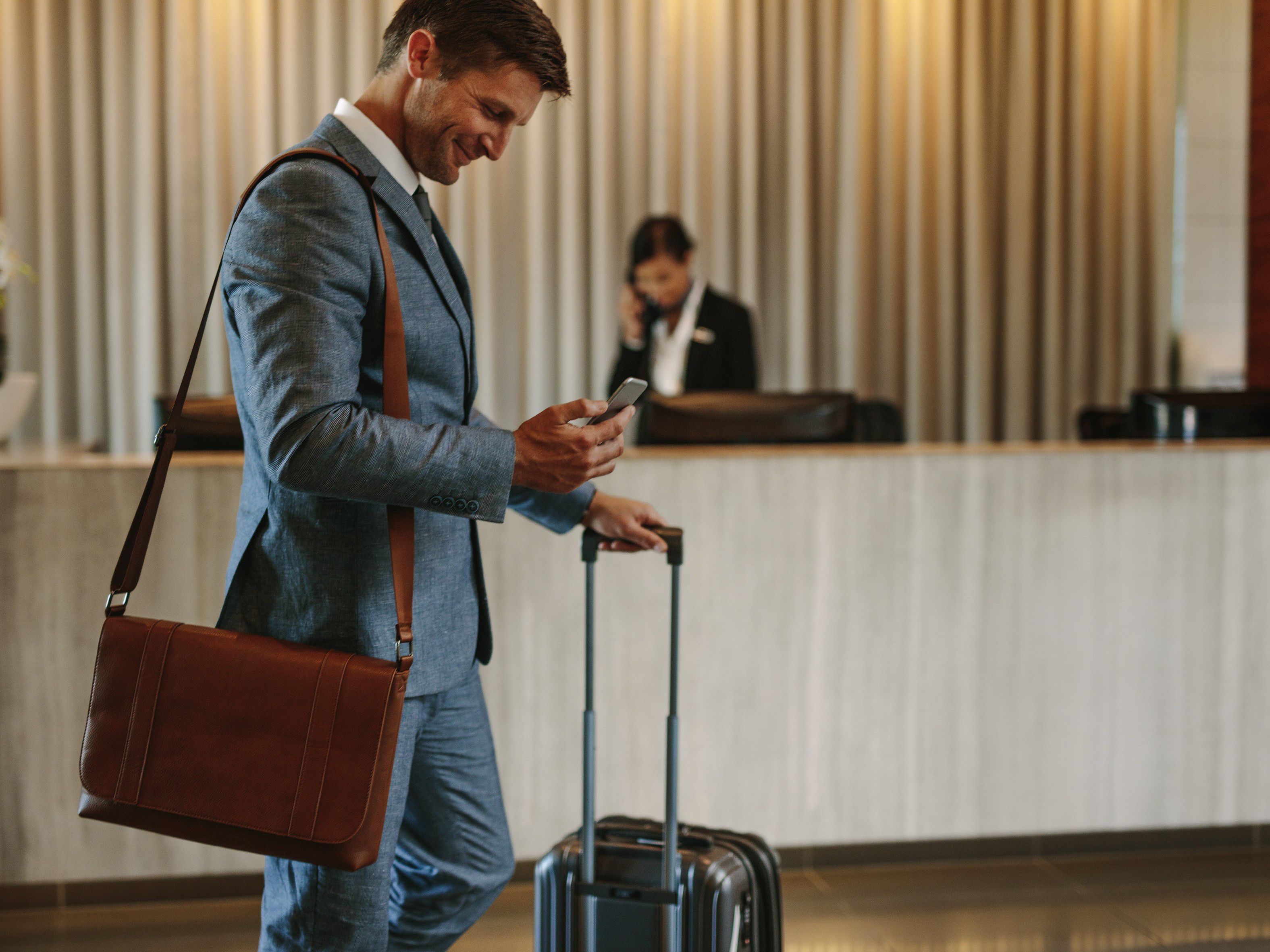 Man arriving at hotel