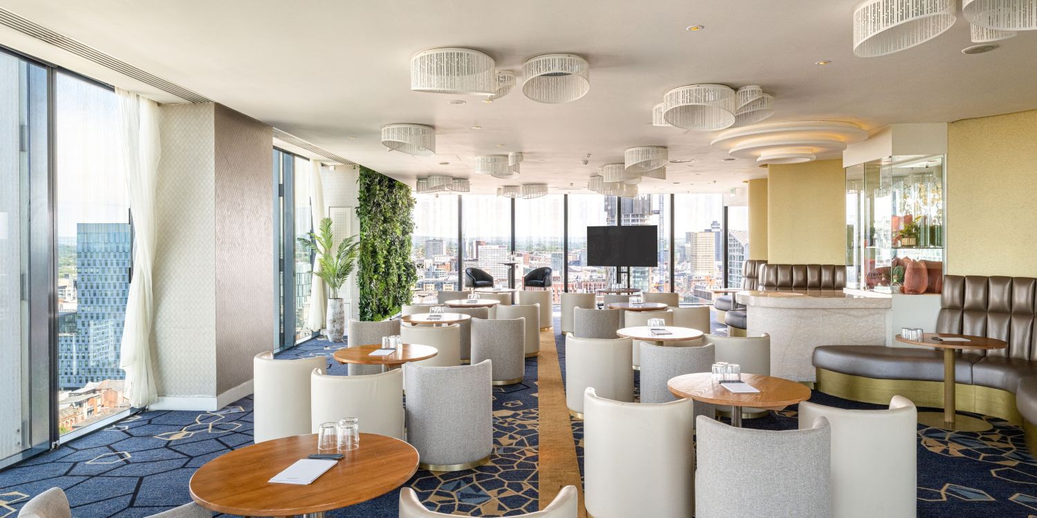 seating area with daytime Manchester views