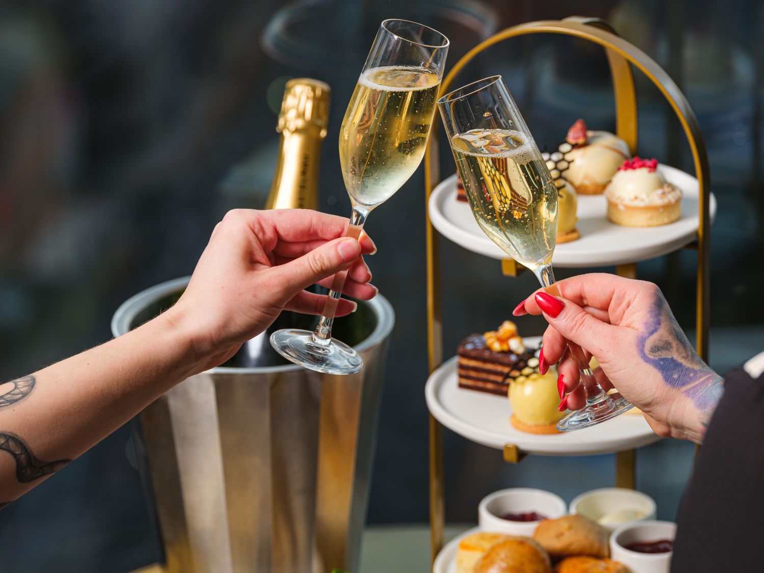 festive afternoon tea with skyline views