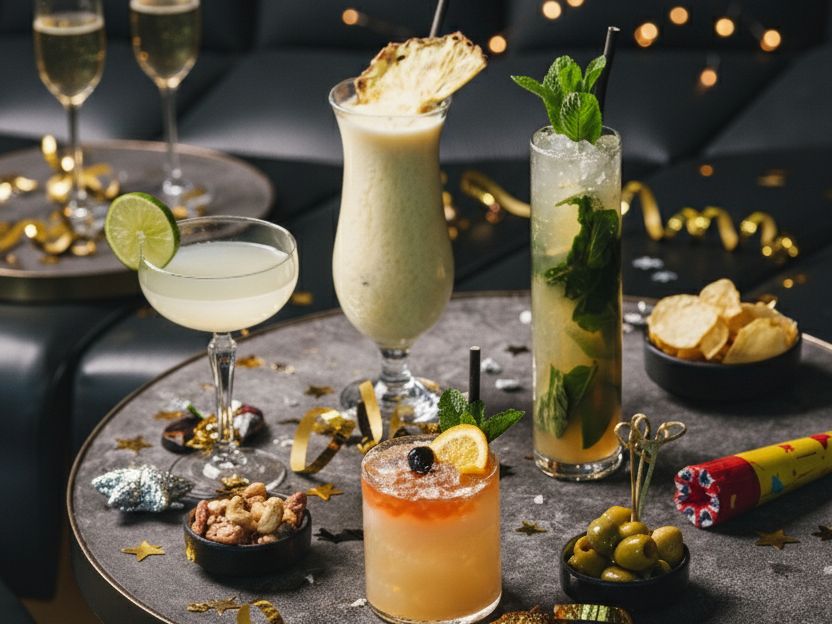 cocktails on a table