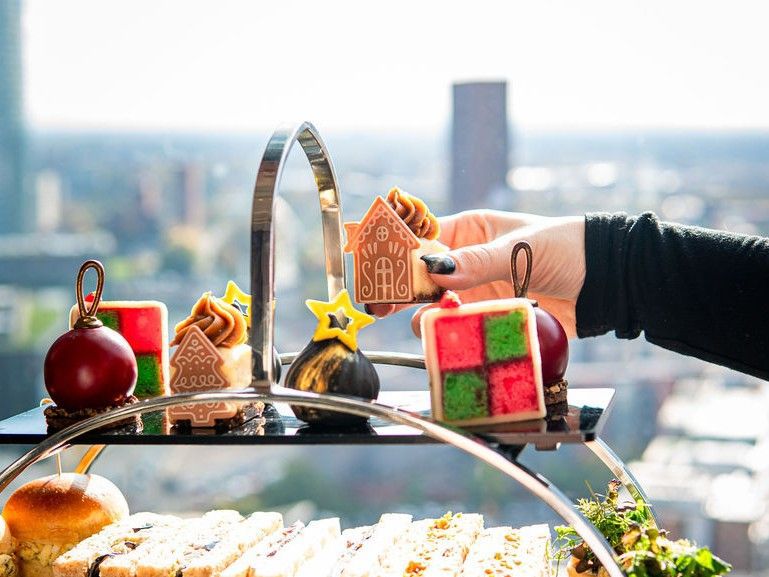 festive afternoon tea with skyline views