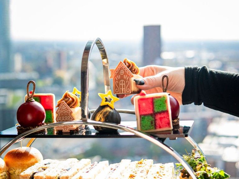 festive afternoon tea with skyline views