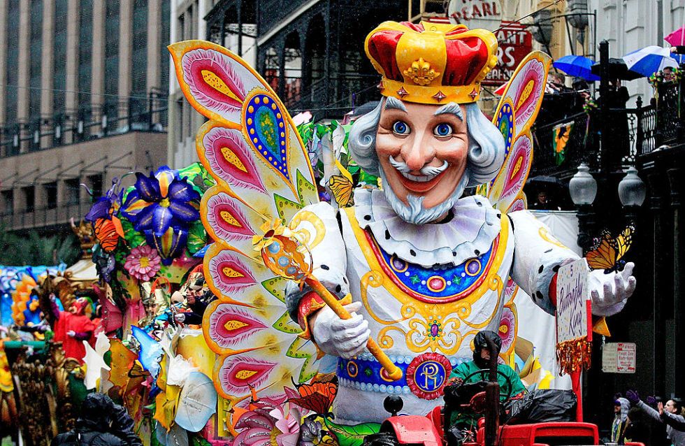 Parade float during Mardi Gras celebration in New Orleans