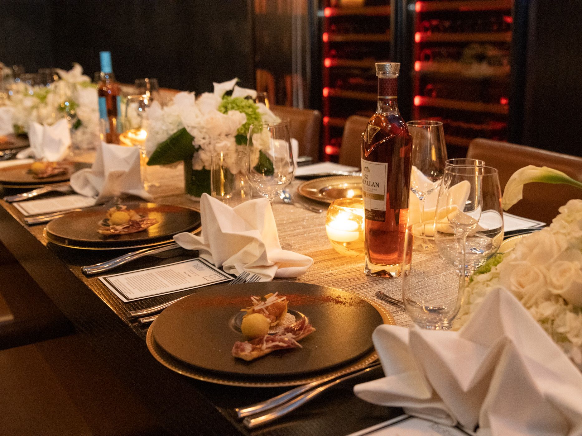 Table set up with a dish from the IC Miami catering team.
