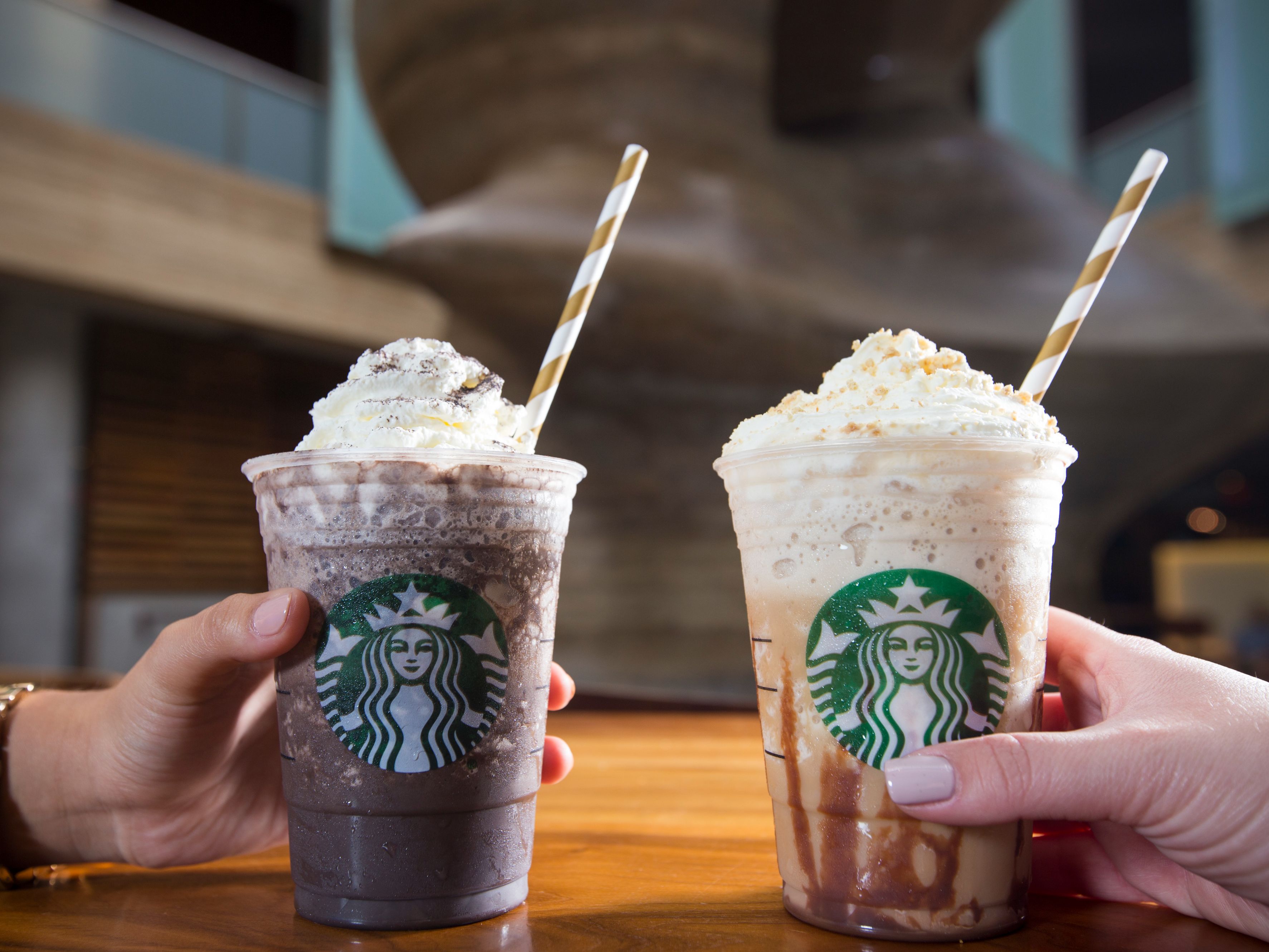 Frappuccinos from Starbucks.