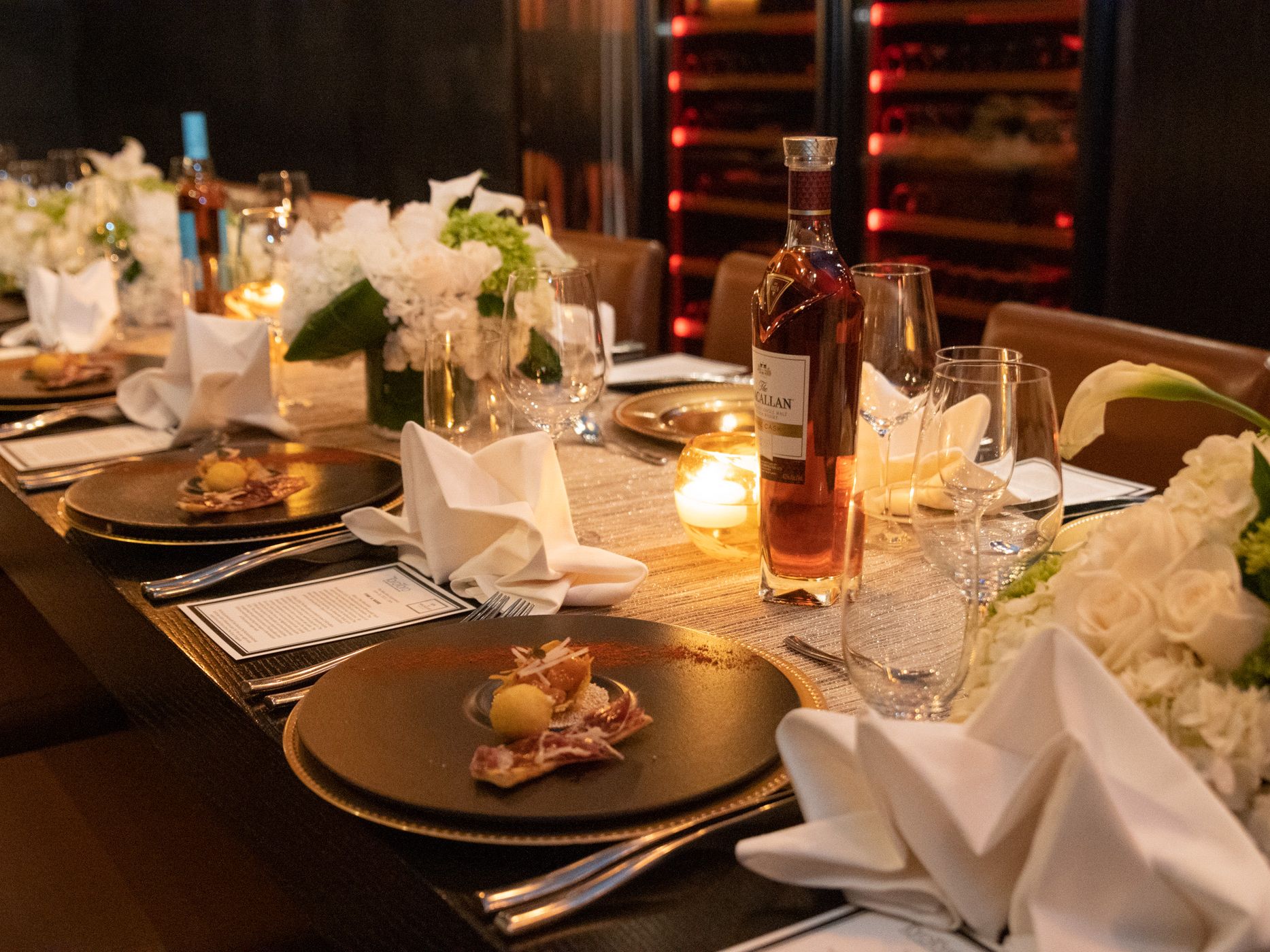 Dining table set for private event.