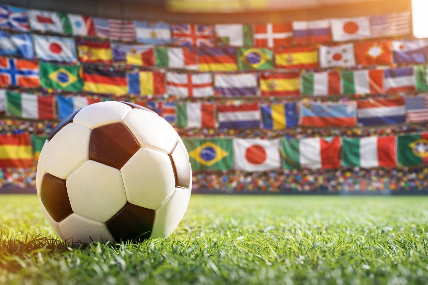 Soccer ball on pitch.