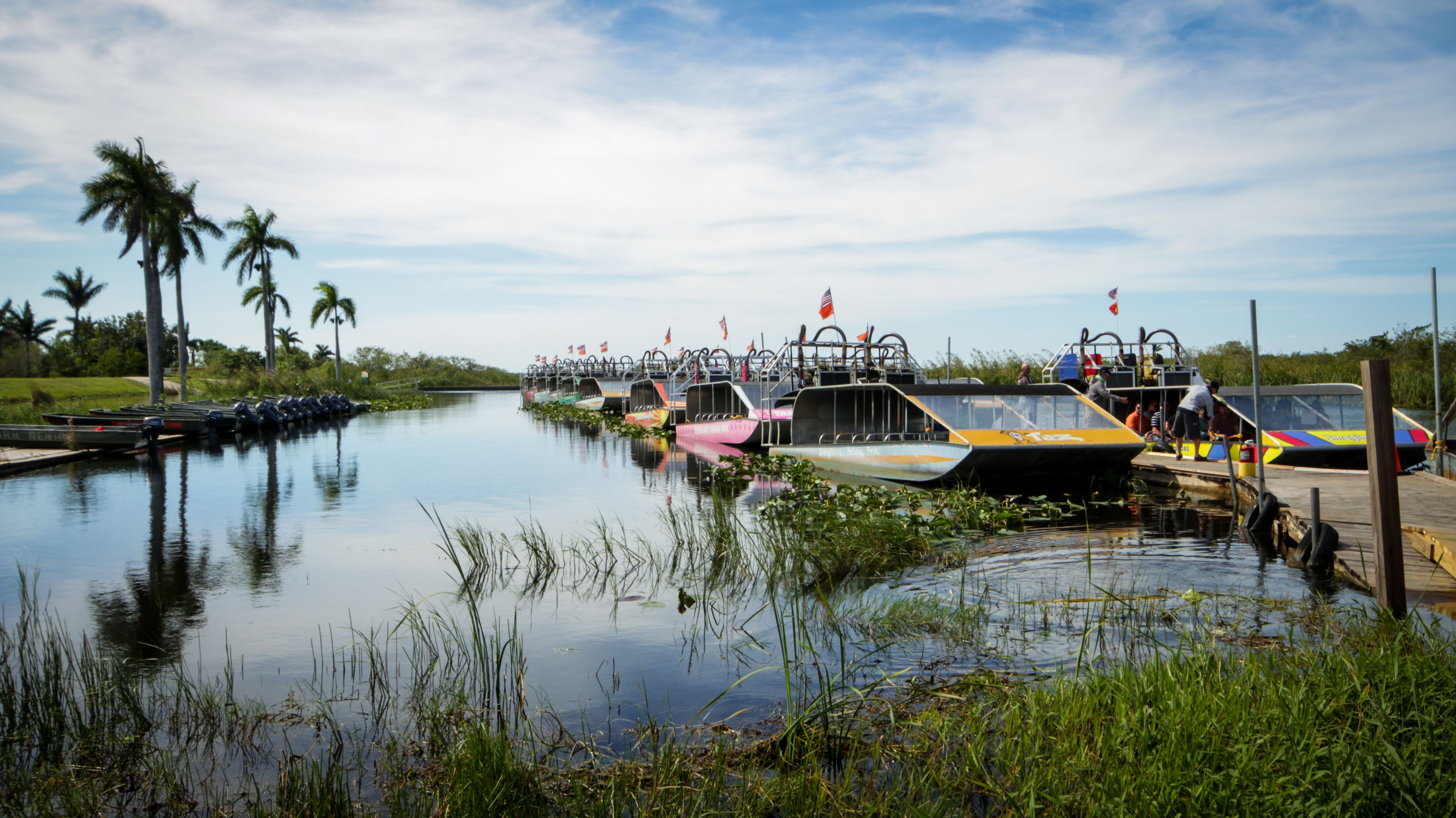 bayou with boats lined up in florida