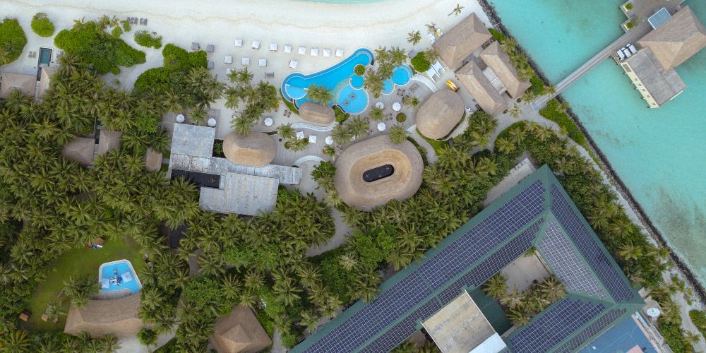 Aerial view of InterContinental Maldives Maamunagau Resort
