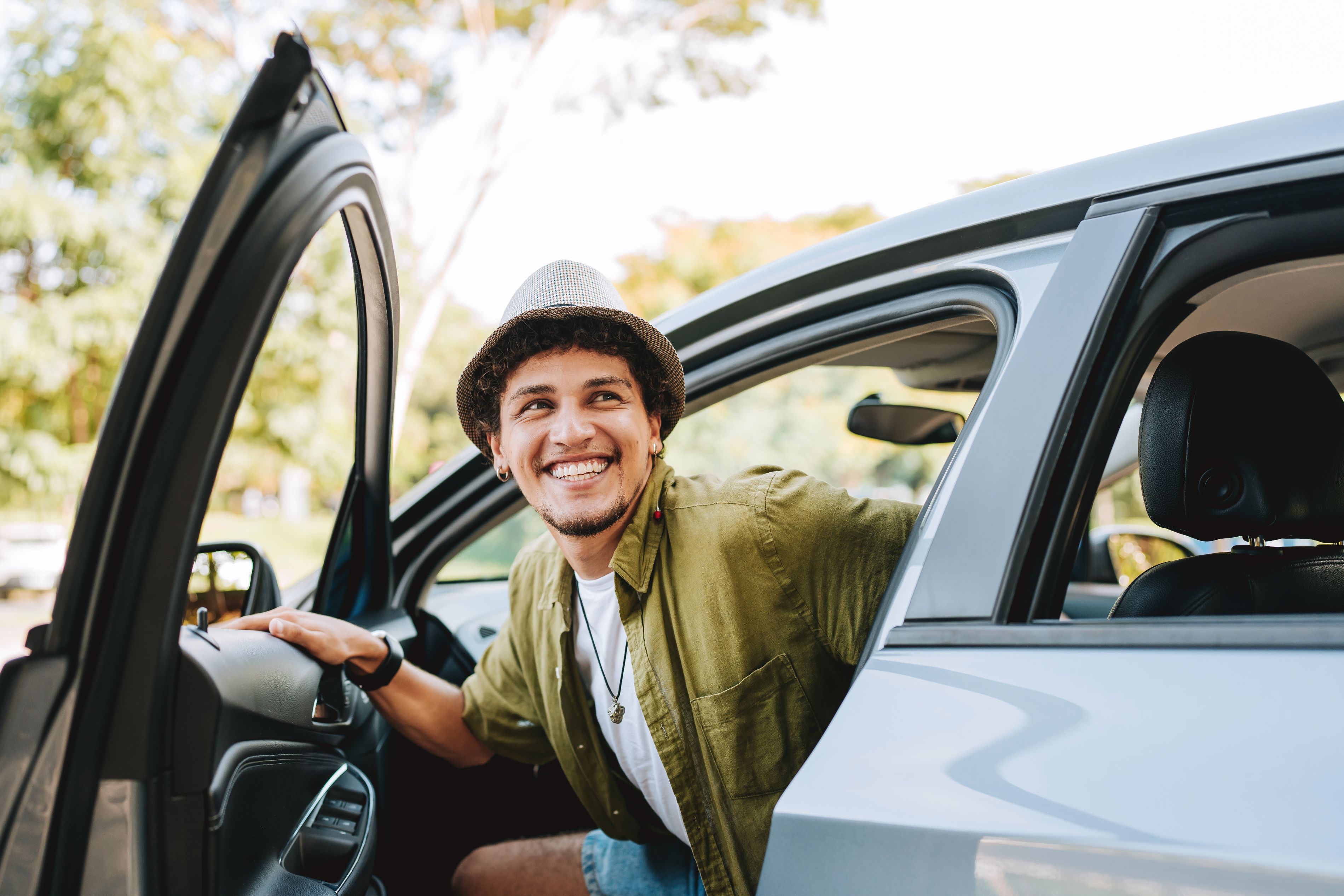 man getting out of car