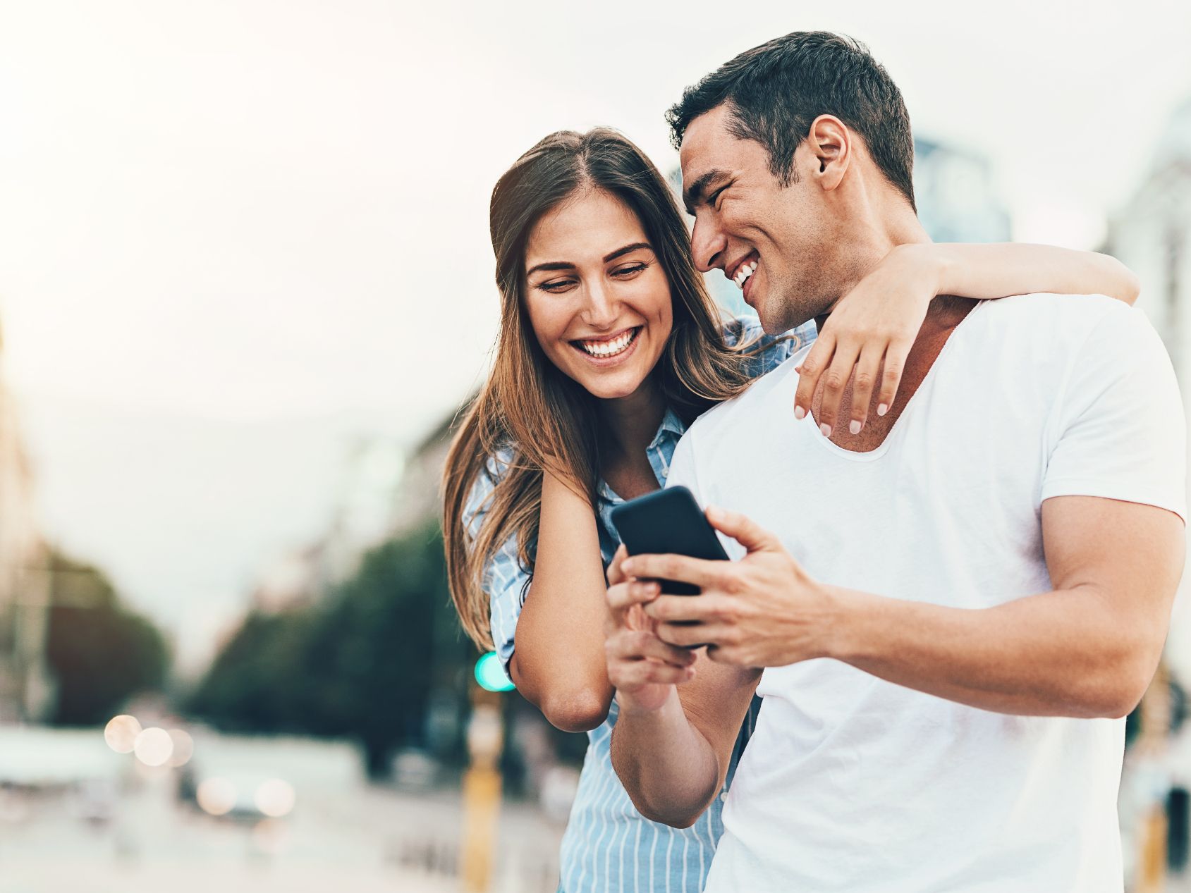 Couple exploring city together