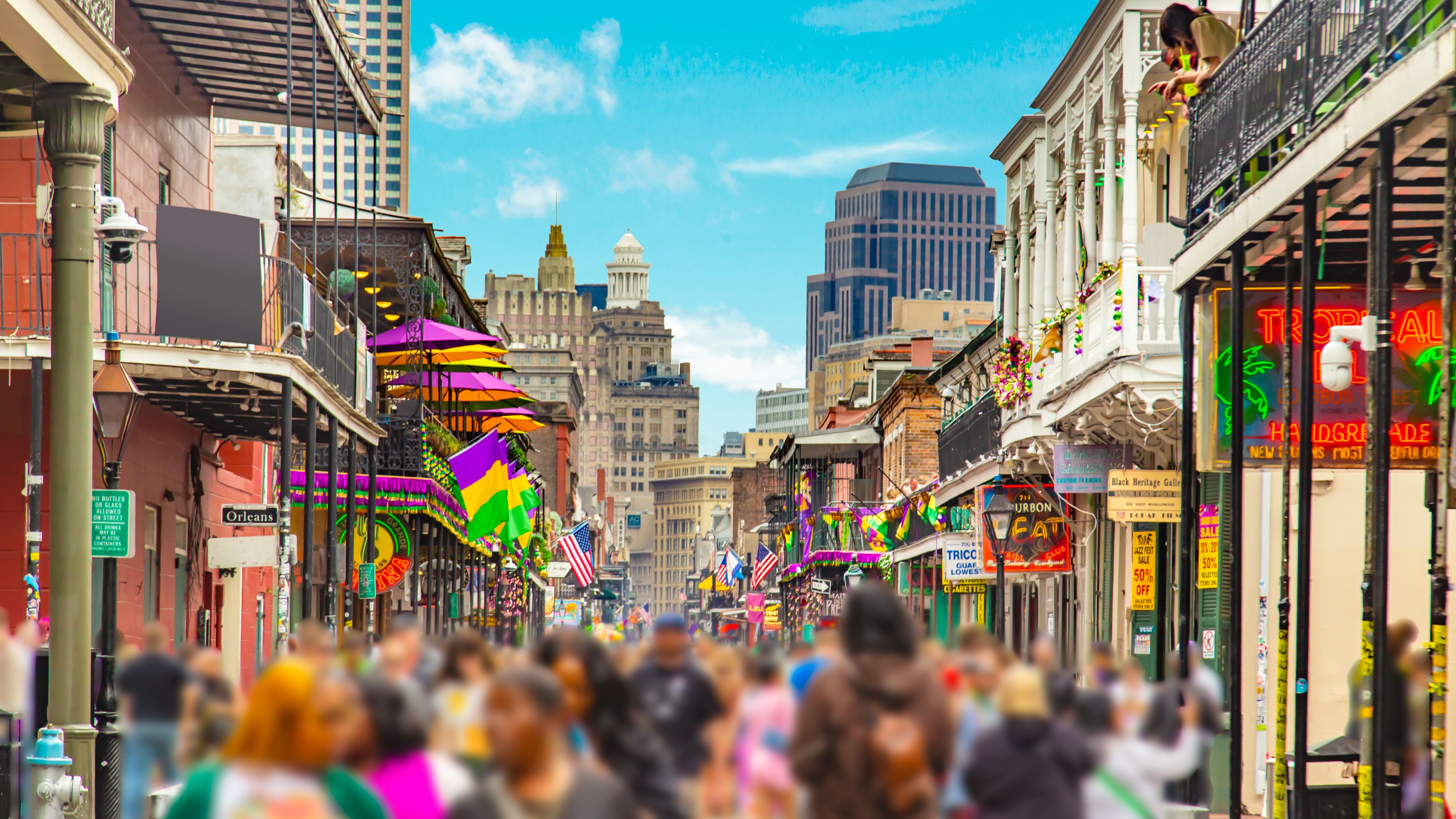New Orleans street during Mardi Gras