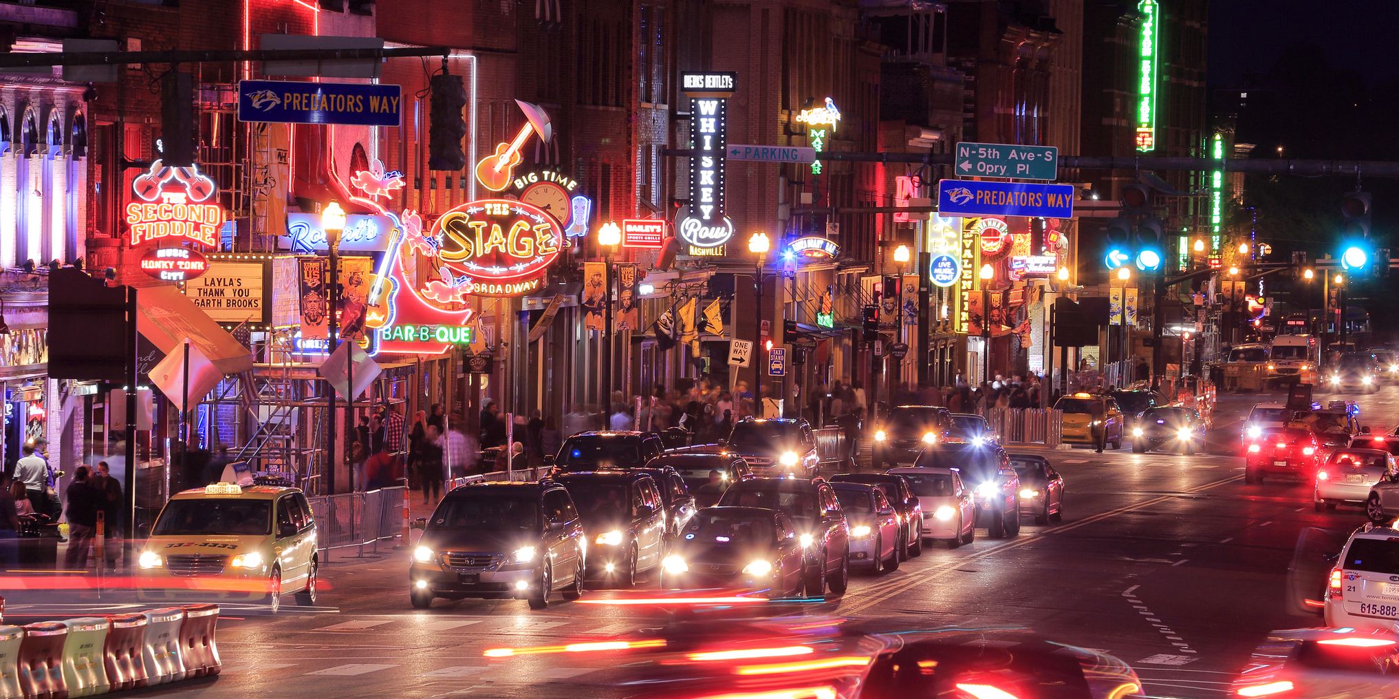 Nashville 5th and Broadway at night