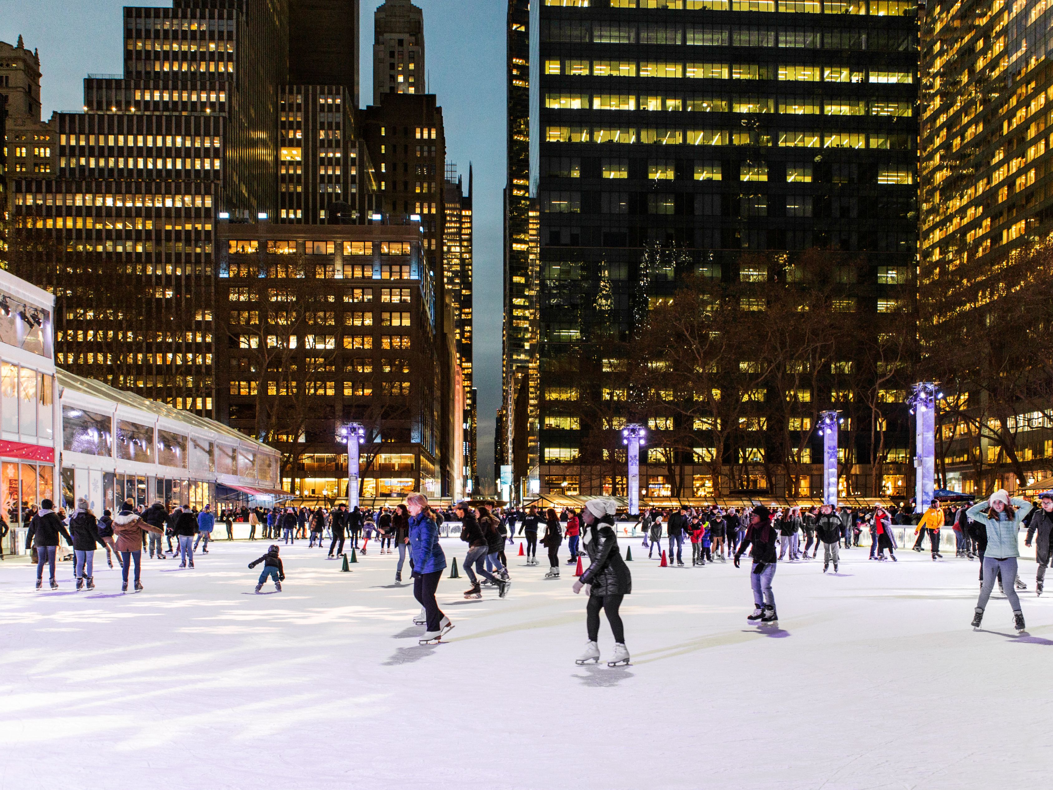 Bryant Park ice rink during christmas