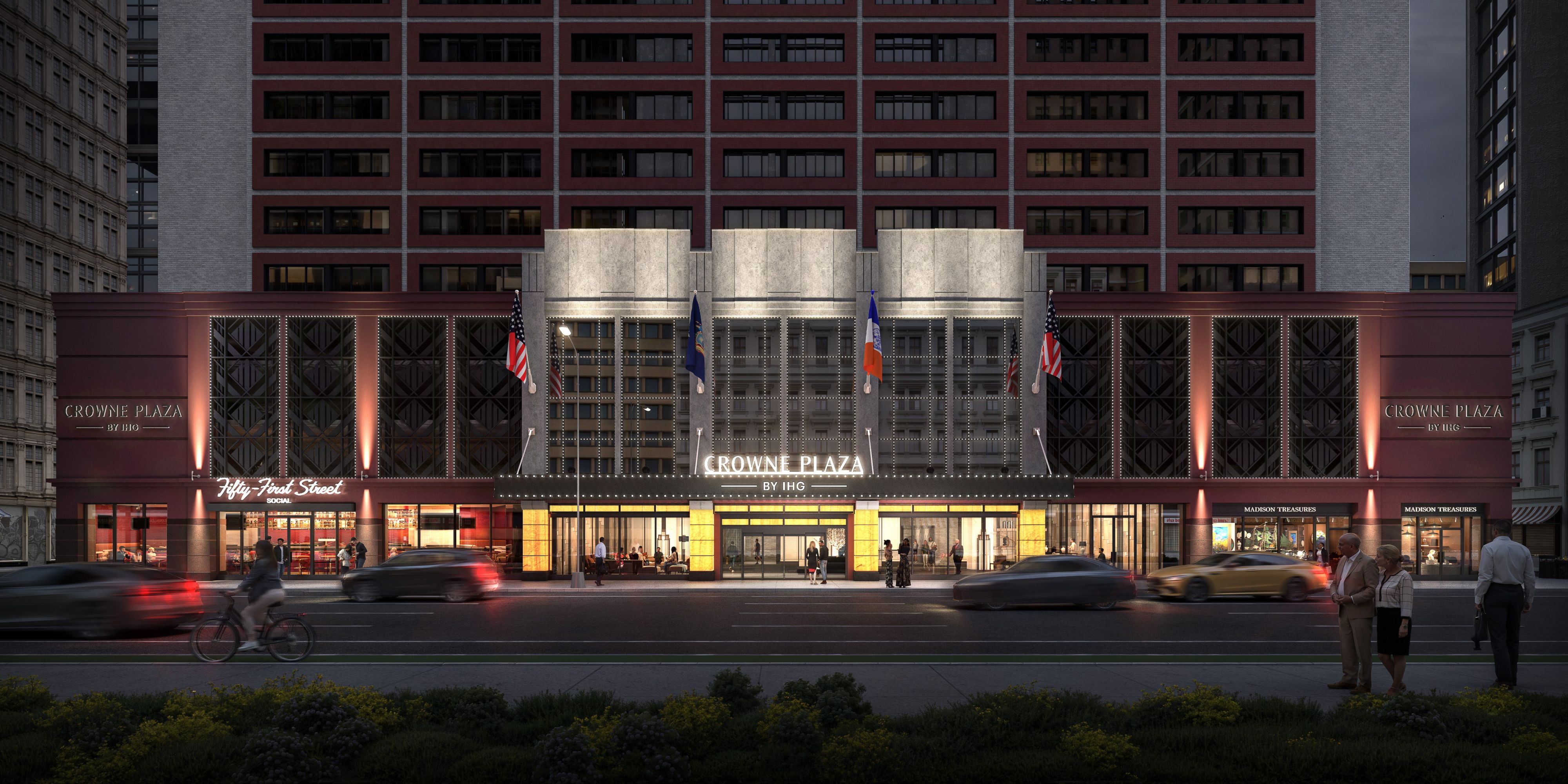 Front exterior rendering of the new hotel