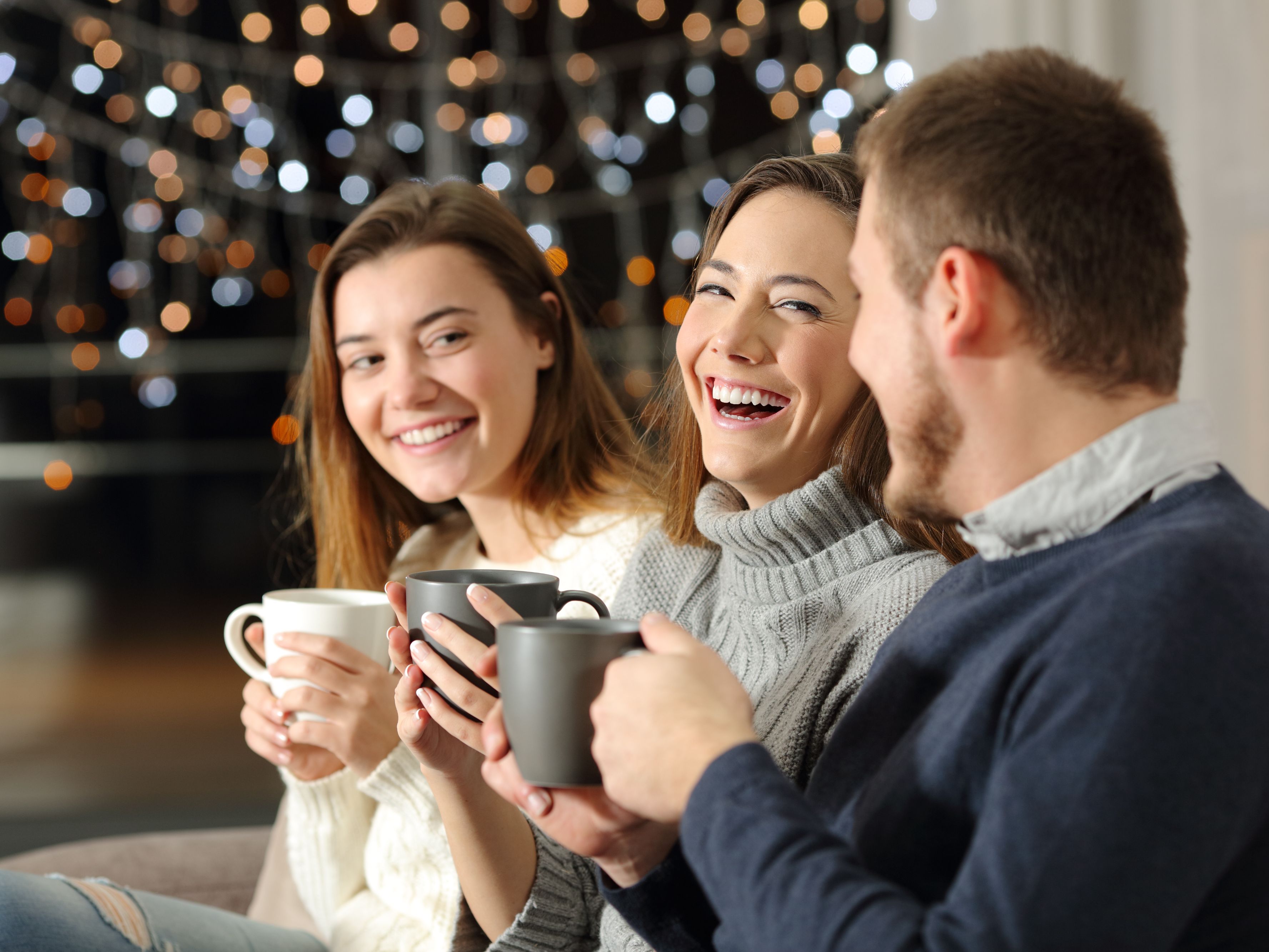 family drinking hot chocolate
