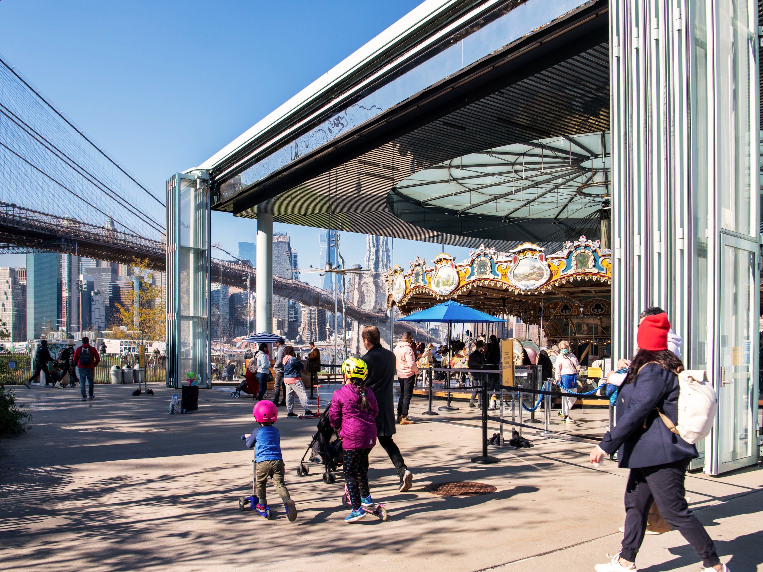 People exploring Dumbo park 