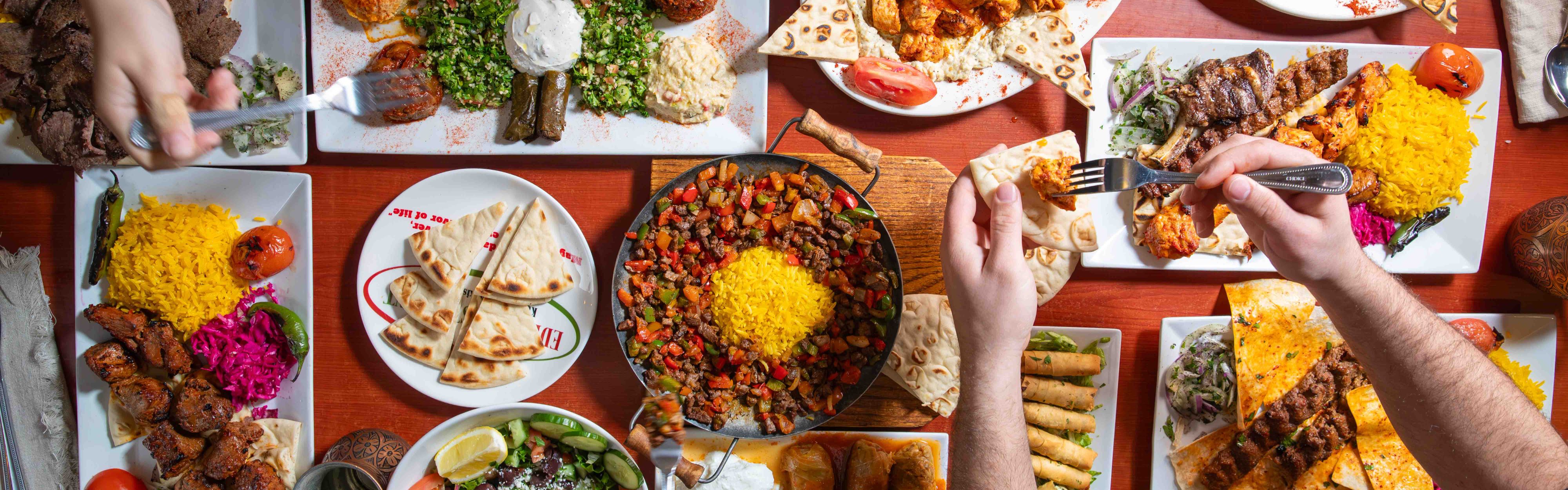 top view of table of food