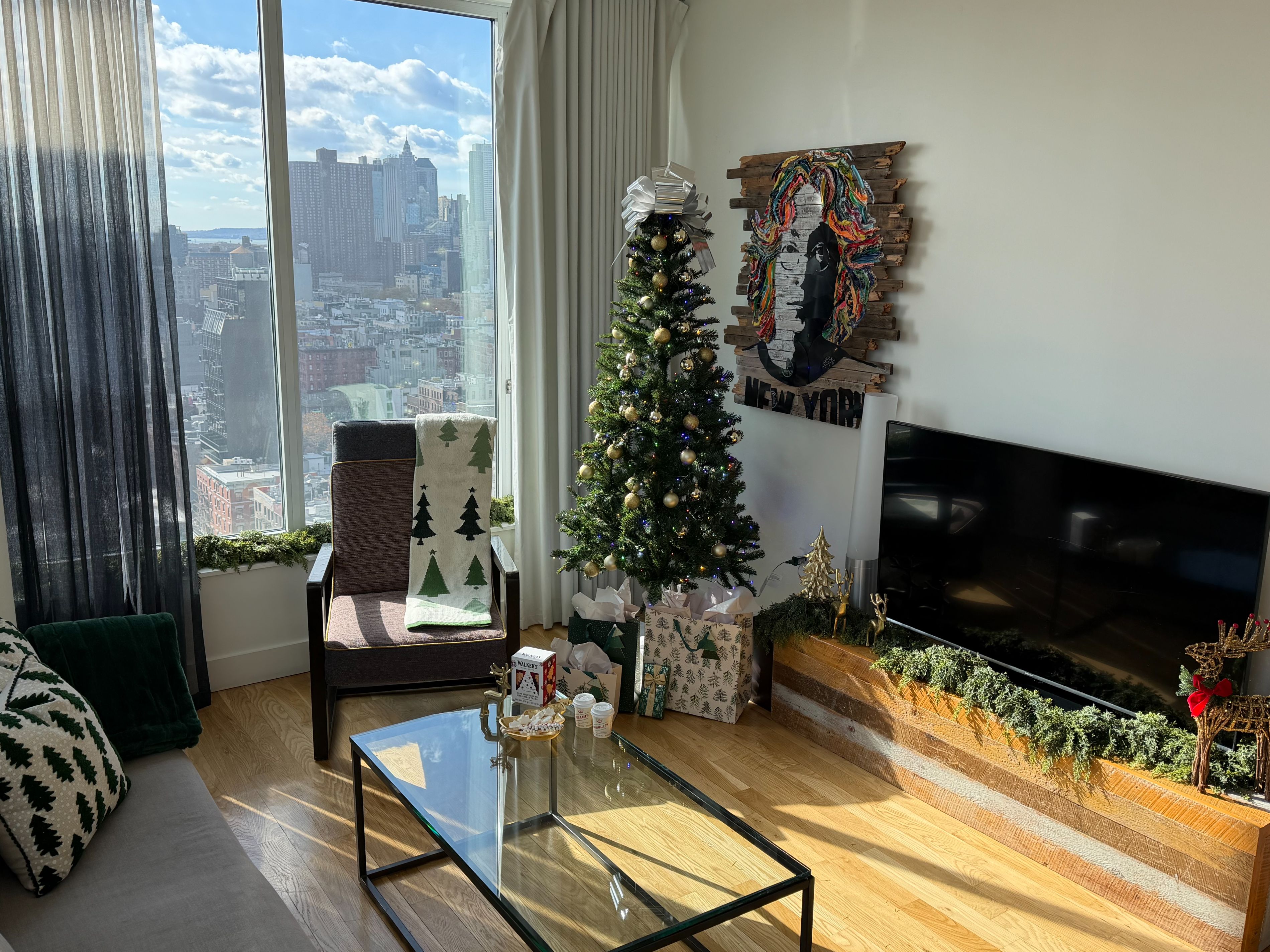 Suite decorated for Christmas at Hotel Indigo Lower East Side New York