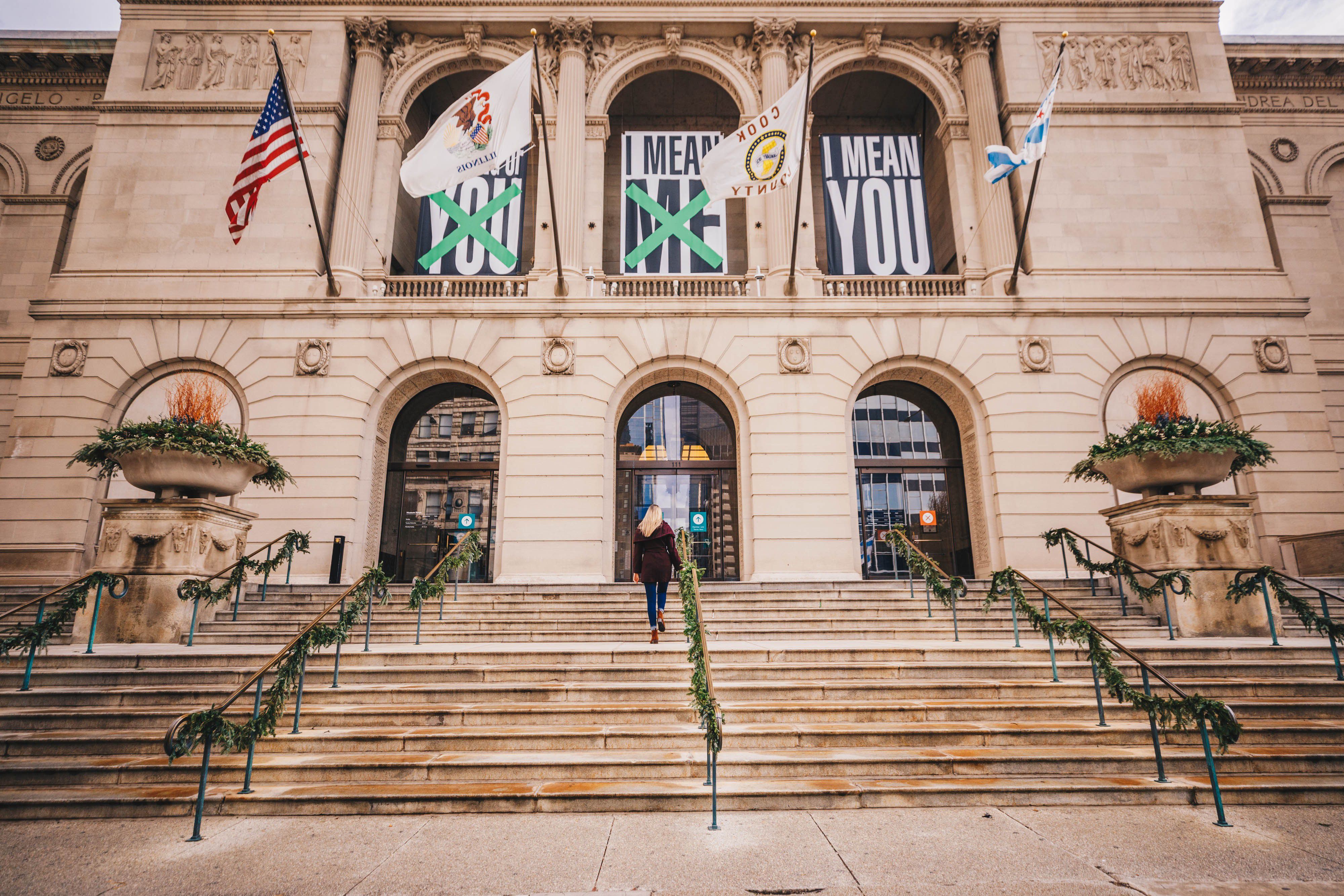 Historic Chicago Cultural Center with grand staircase entrance.