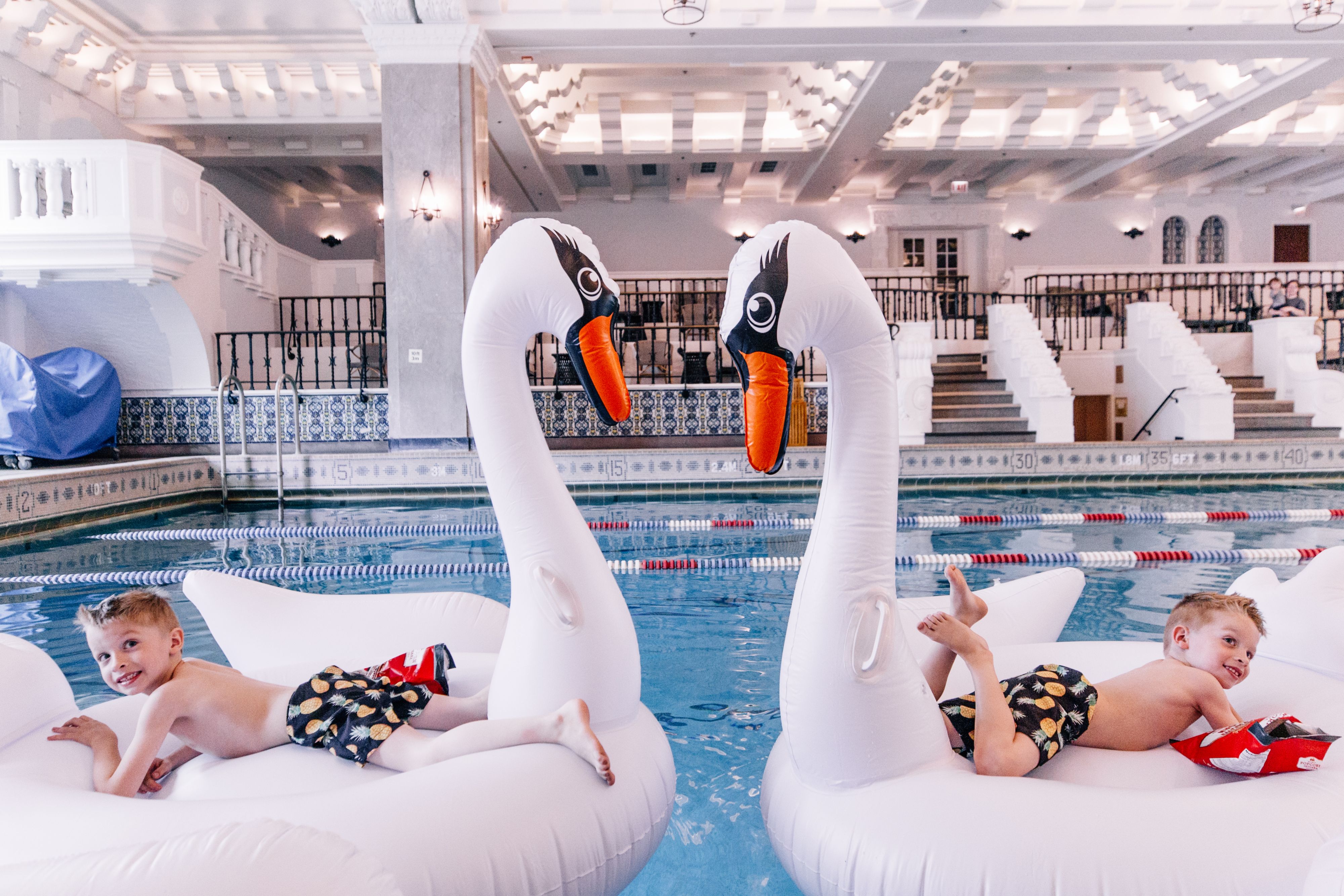 Kids swimming in a pool