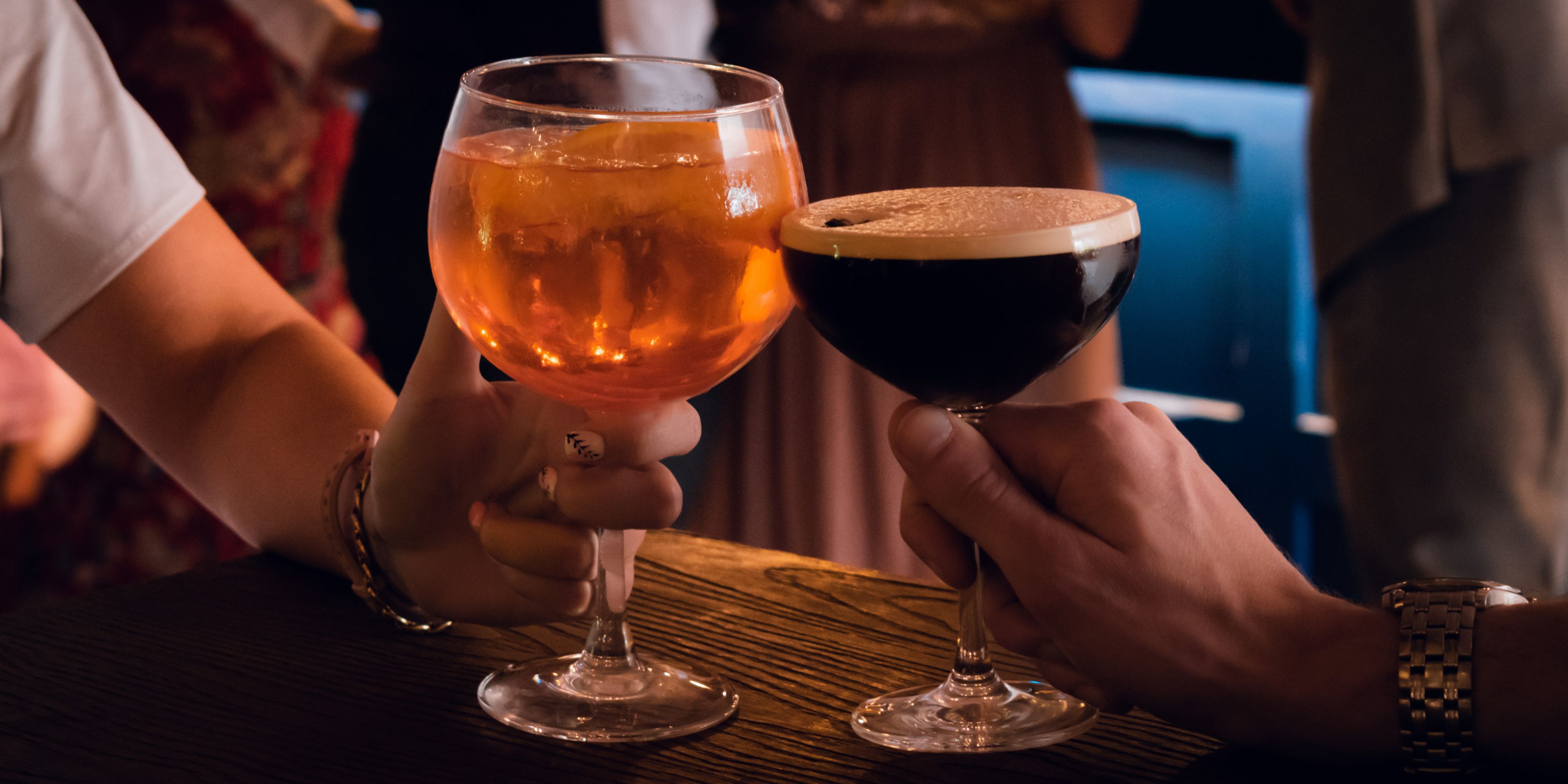 Aperol spritz and an espresso martini