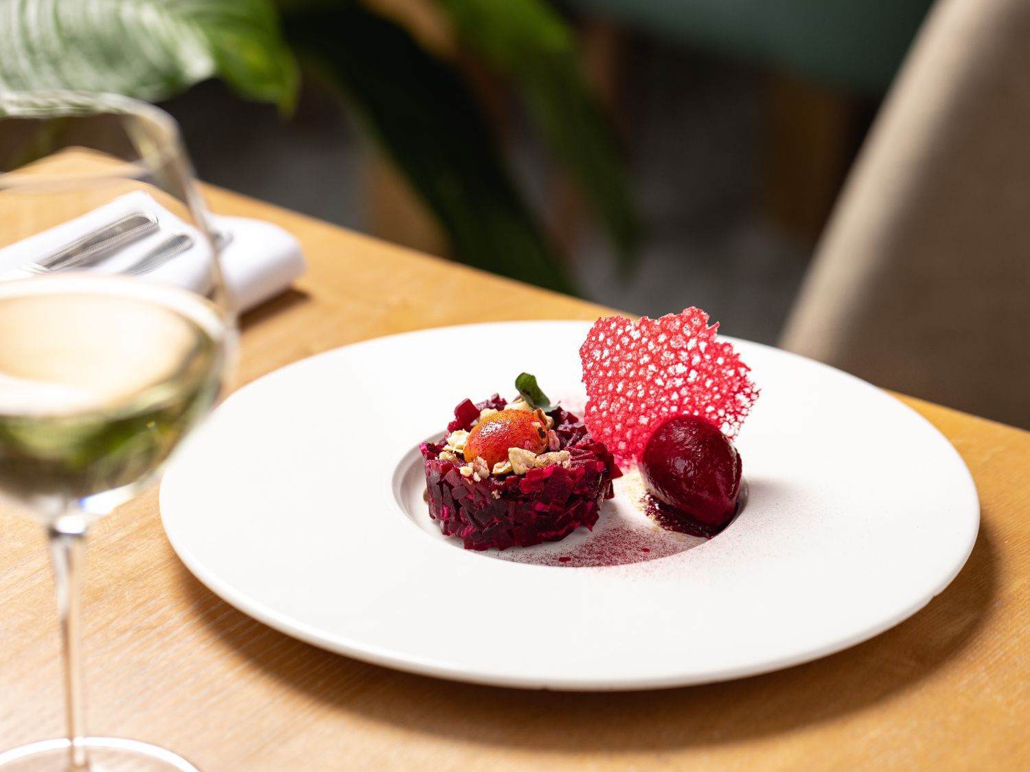 new years eve dessert with a glass of white wine