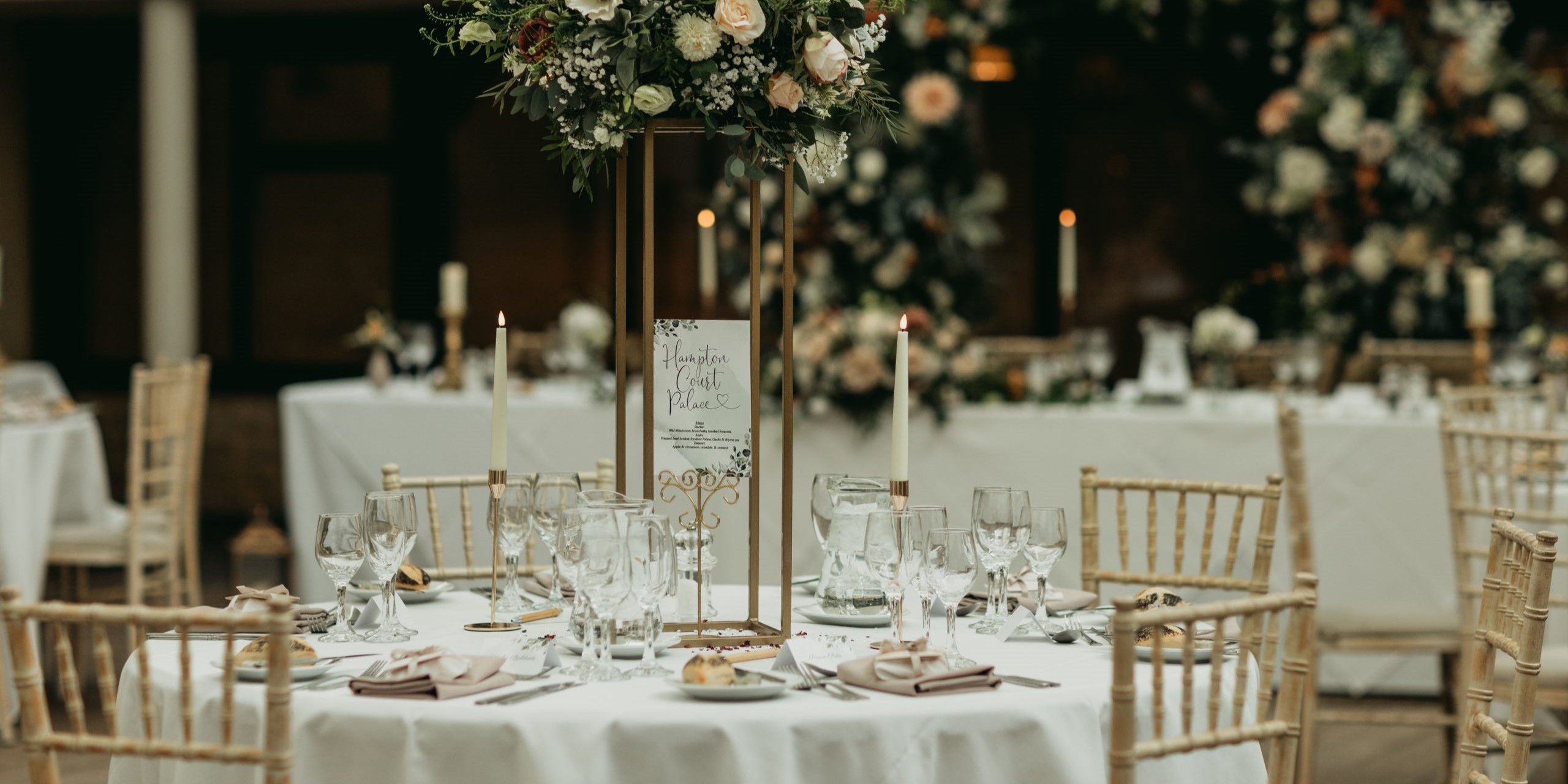 Table setting and name cards for a wedding