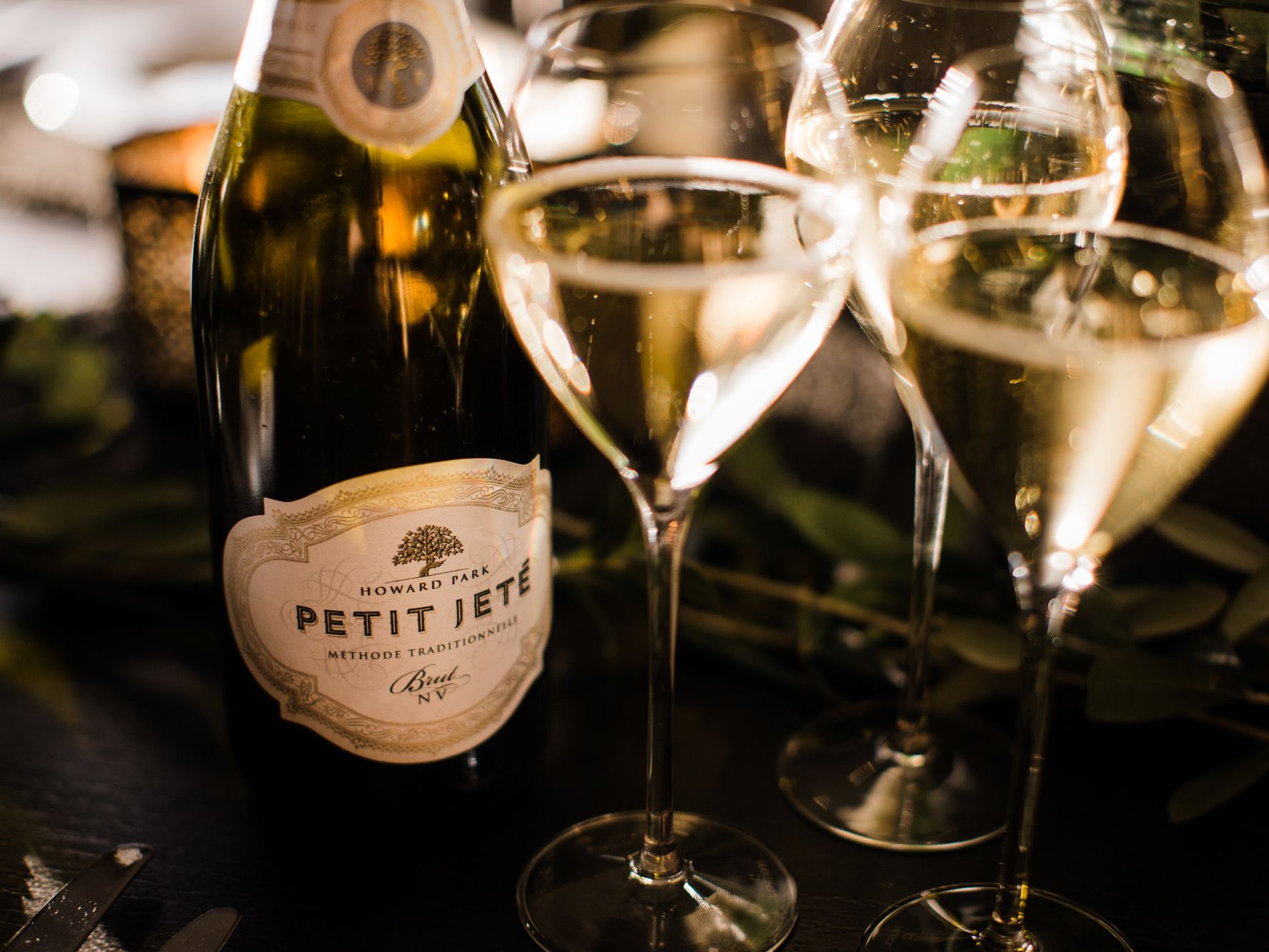 champagne bottle and glasses