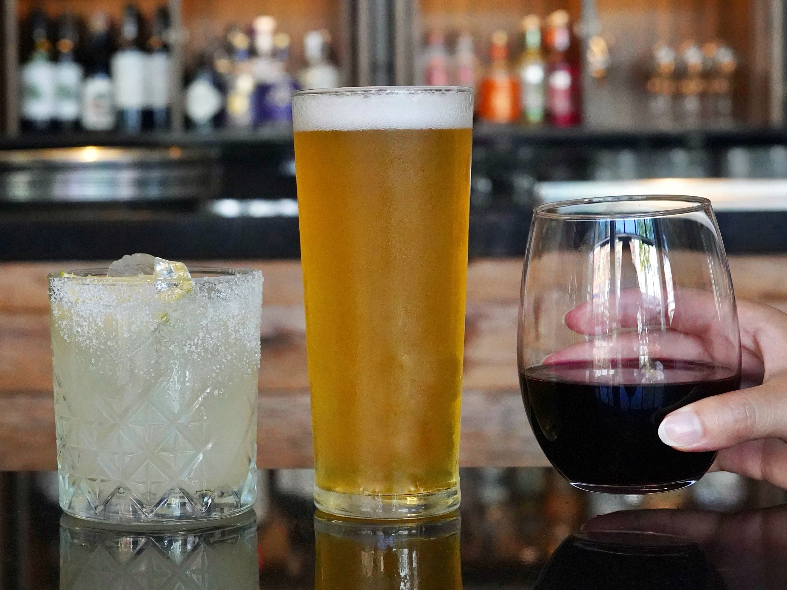 beer, wine and cocktails