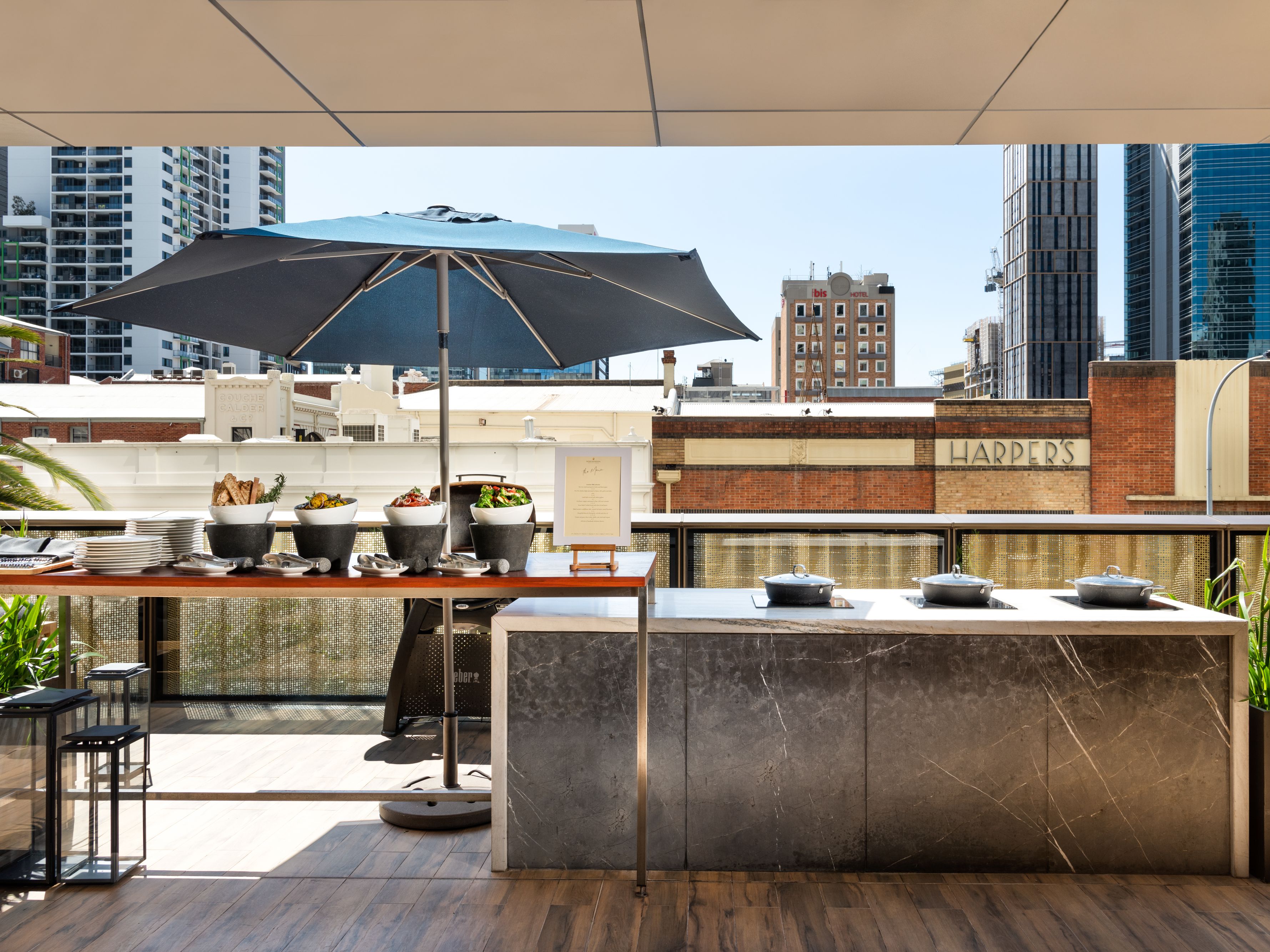Summer terrace buffet with city views at InterContinental Perth.