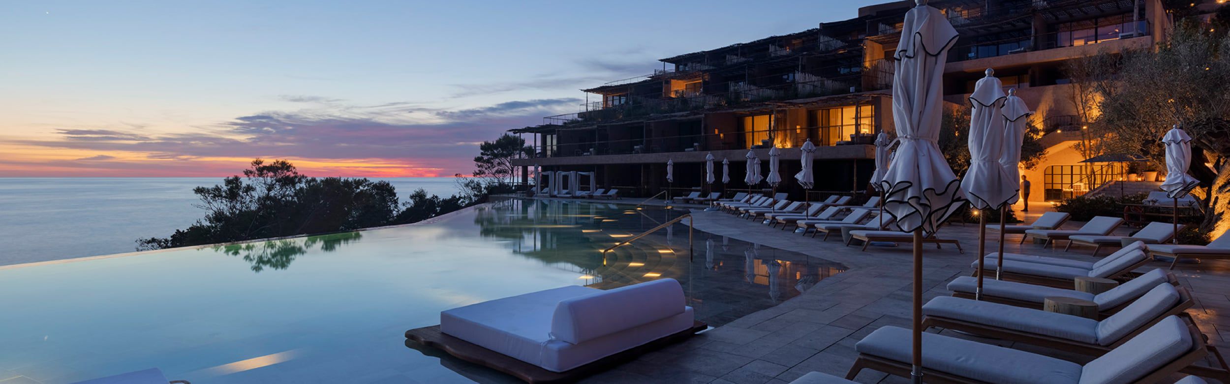 Sunset infinity pool at Six Senses Ibiza