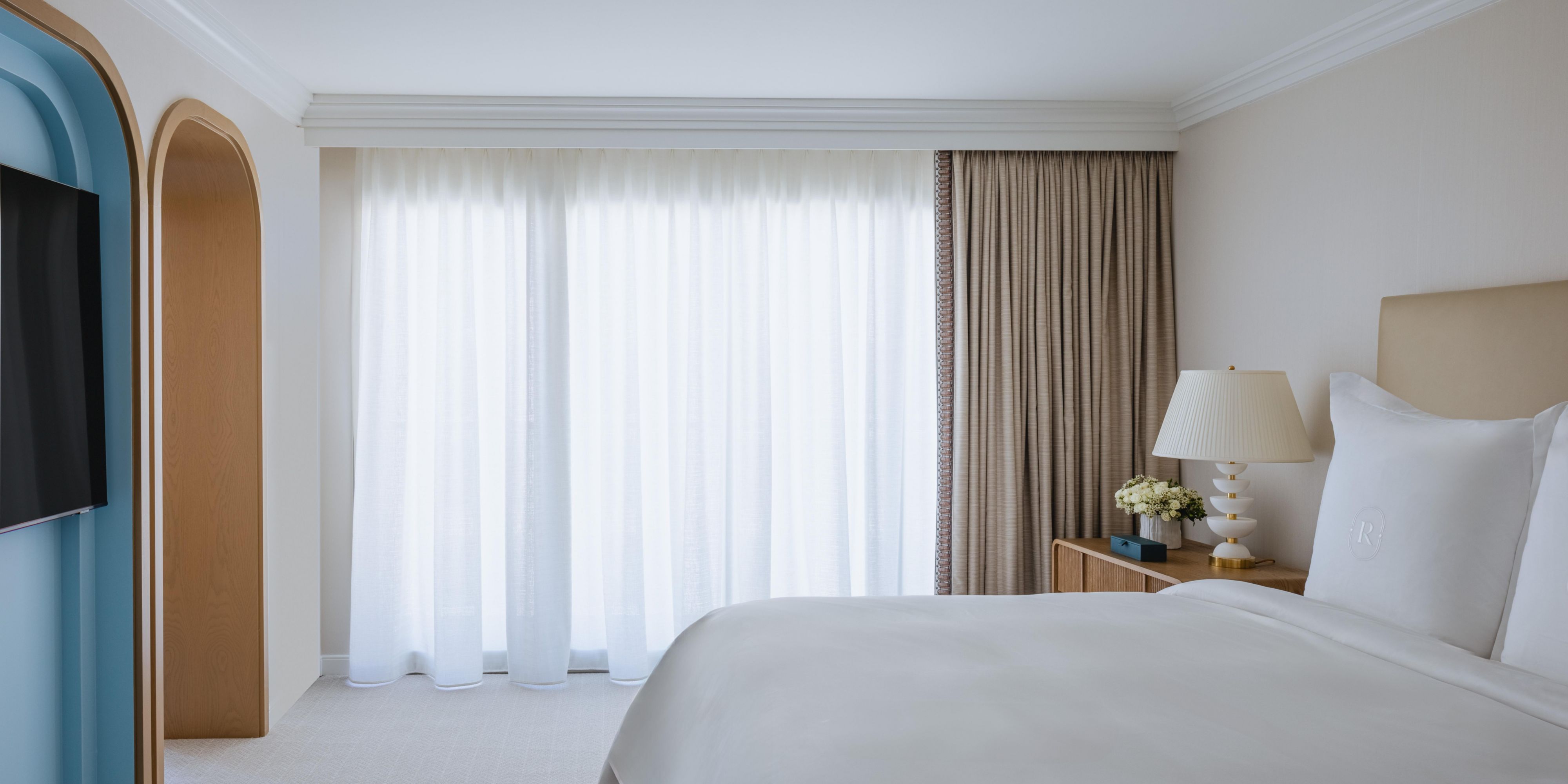 Serene king bedroom in the Santa Monica Suite