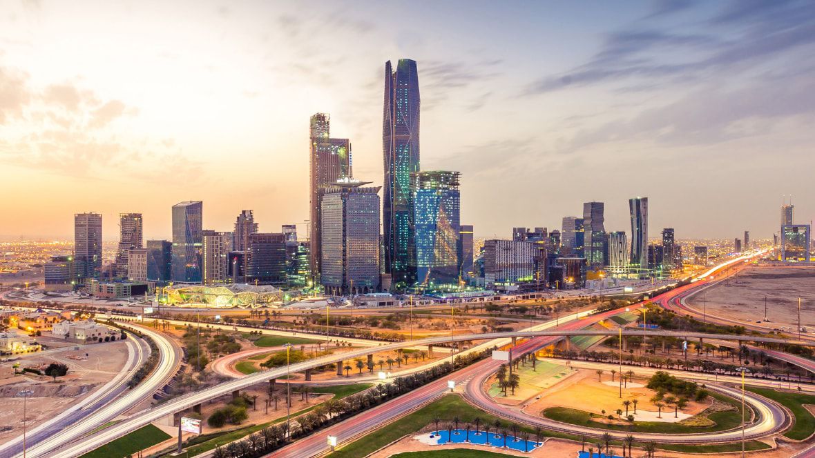 city skyline at dusk in riyadh