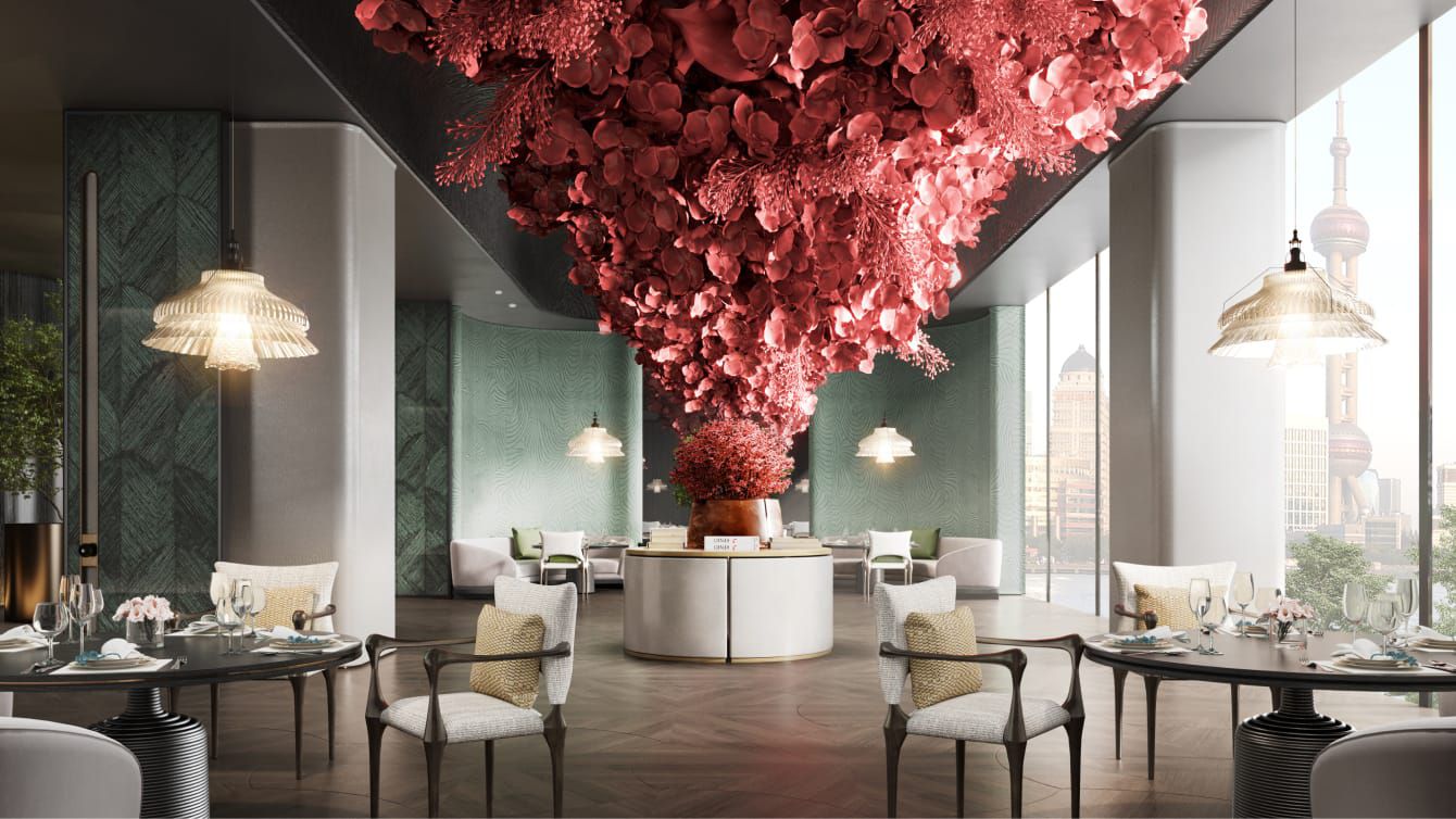 Decadent decor colors a modern Shanghai dining room