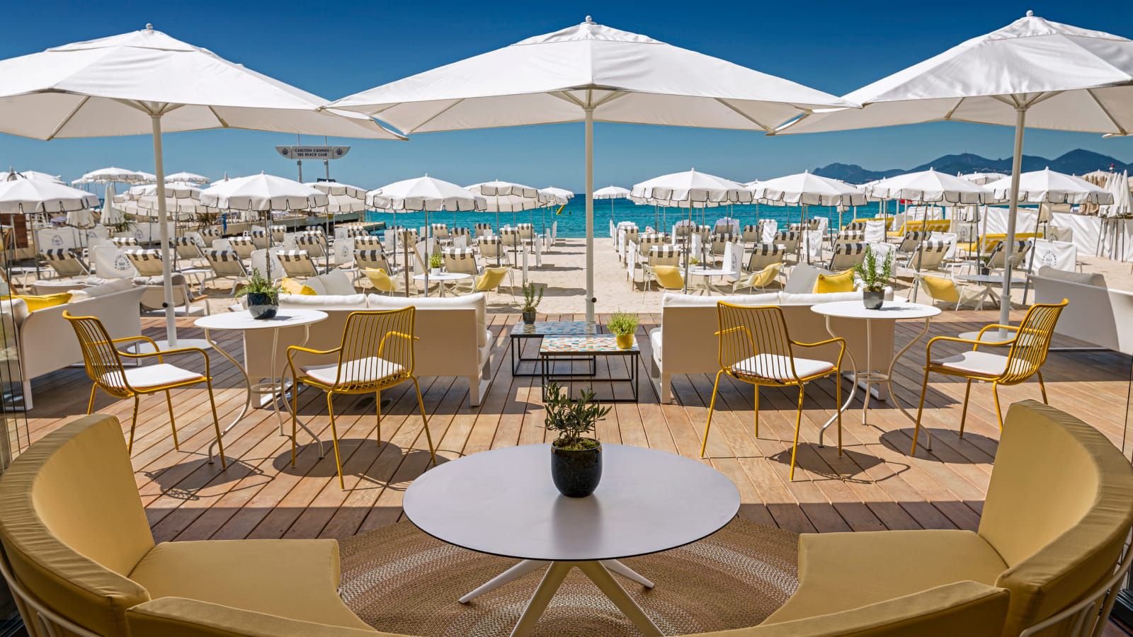 outdoor restaurant with umbrellas