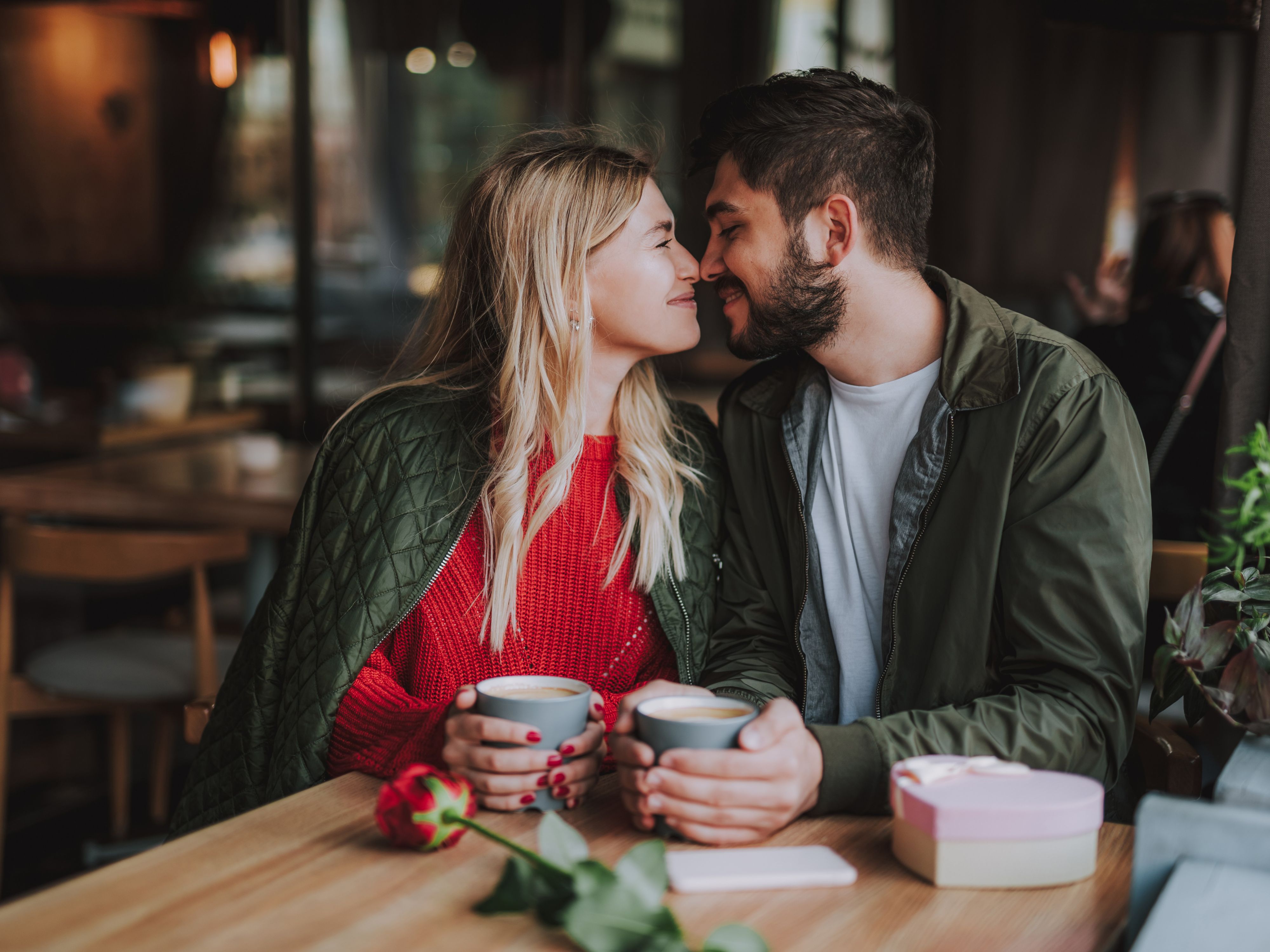 Romantic Couple at Coffee Shop