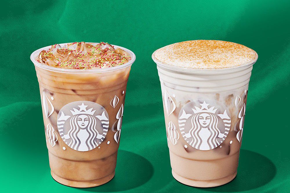 Two Starbucks coffee drinks