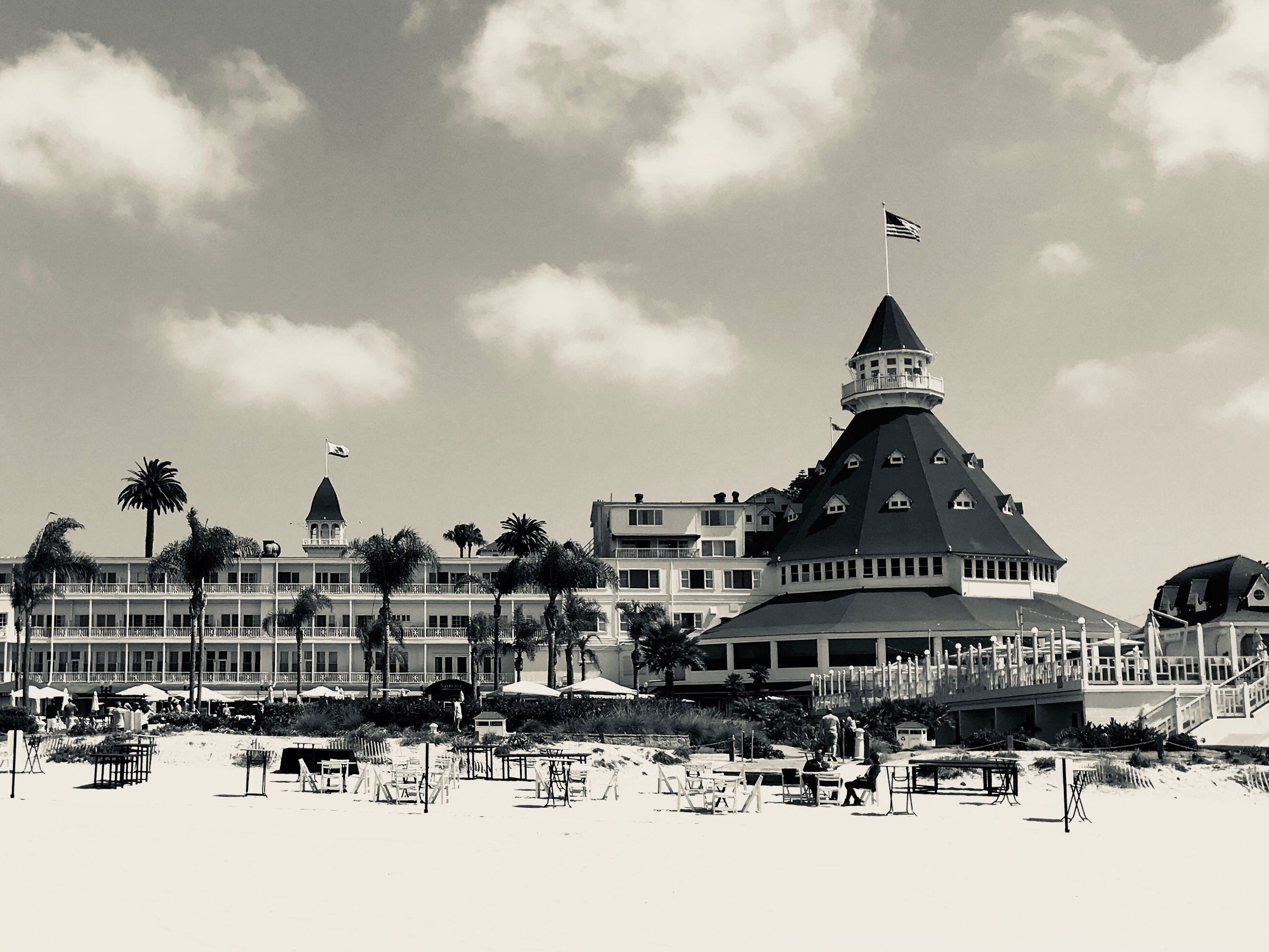Exterior of haunted hotel