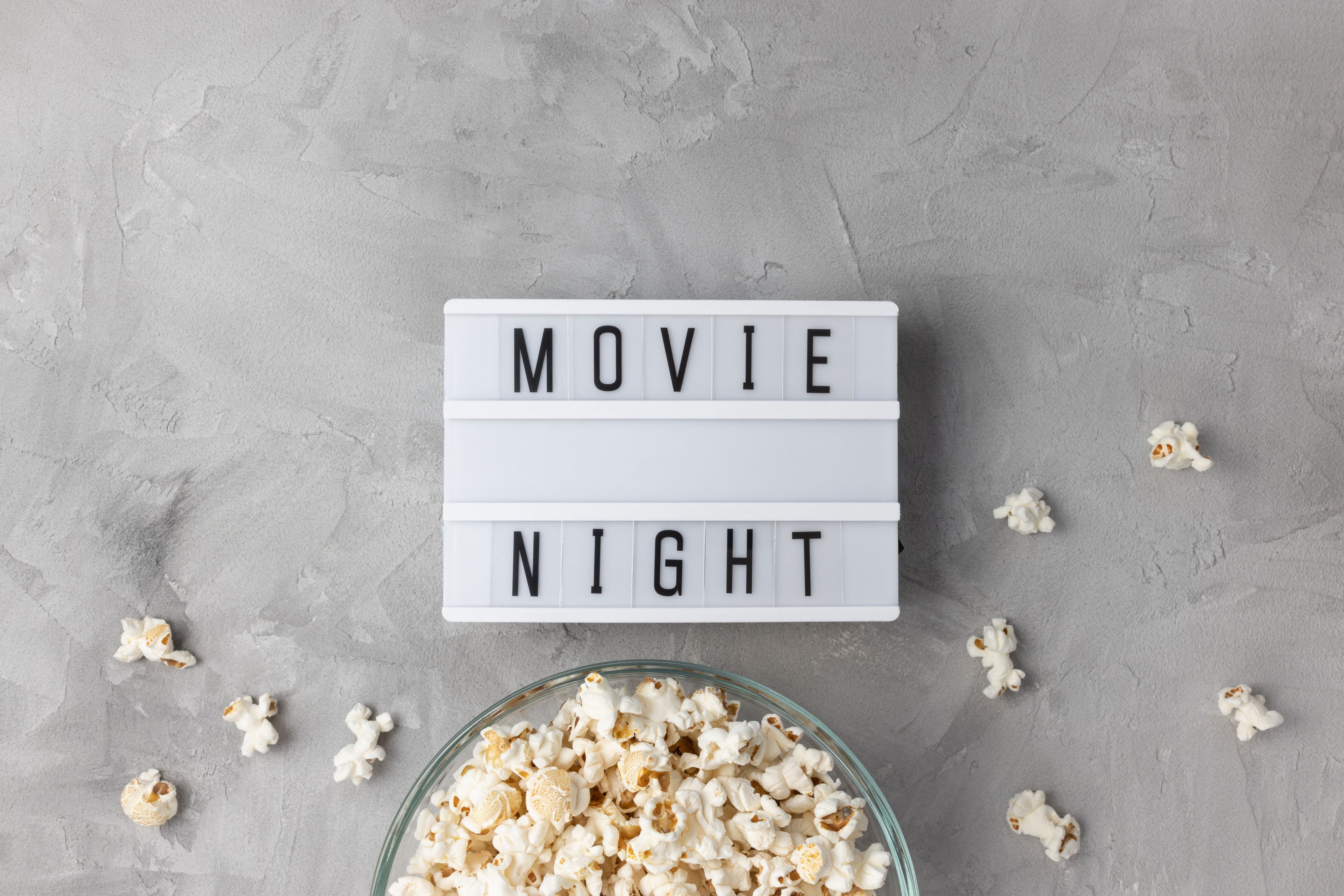 Movie Night sign with popcorn