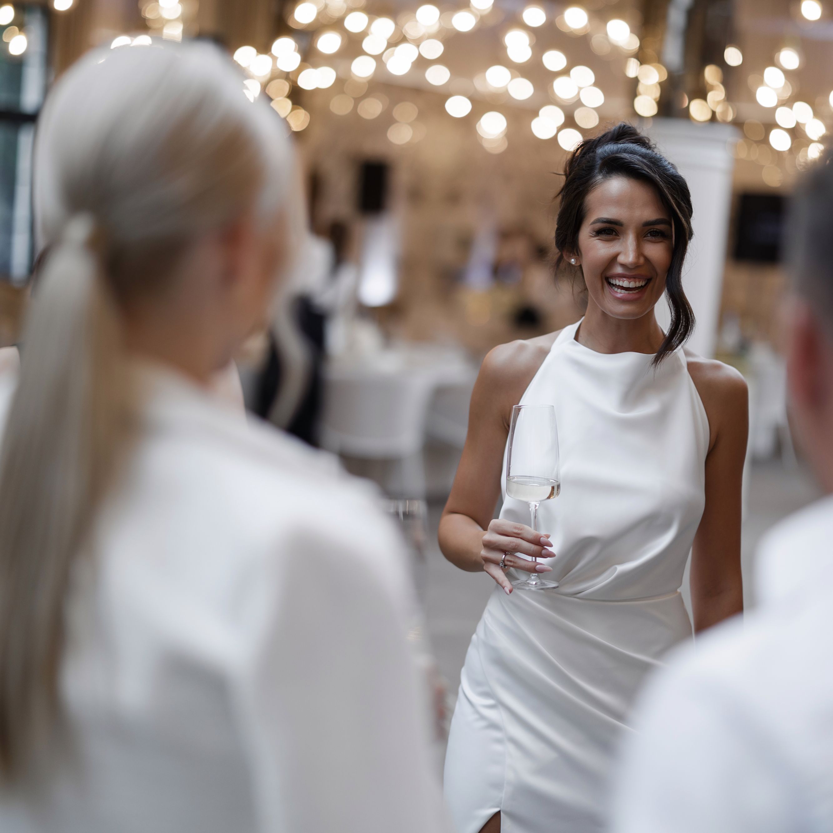 bride greeting guests