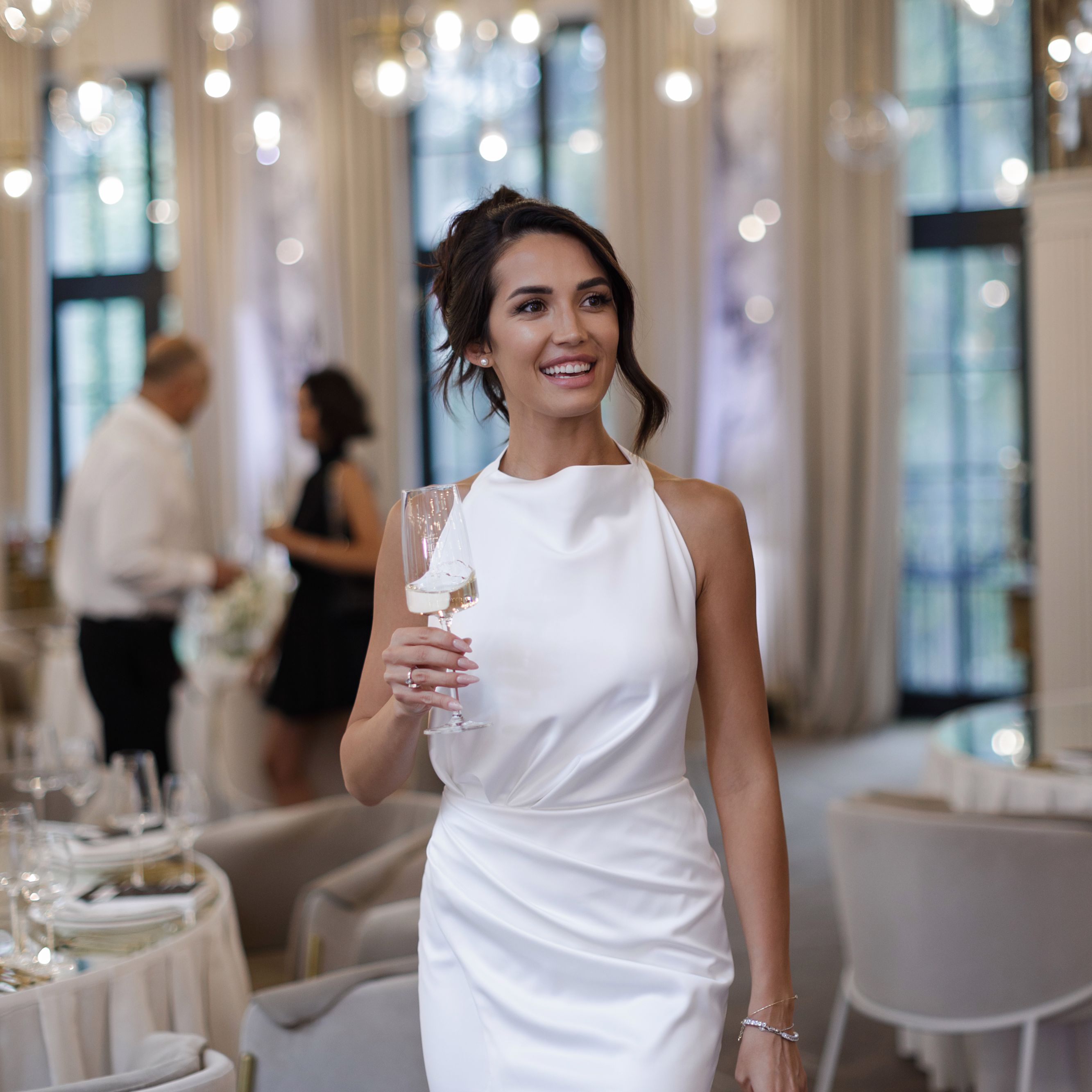 bride at engagement party