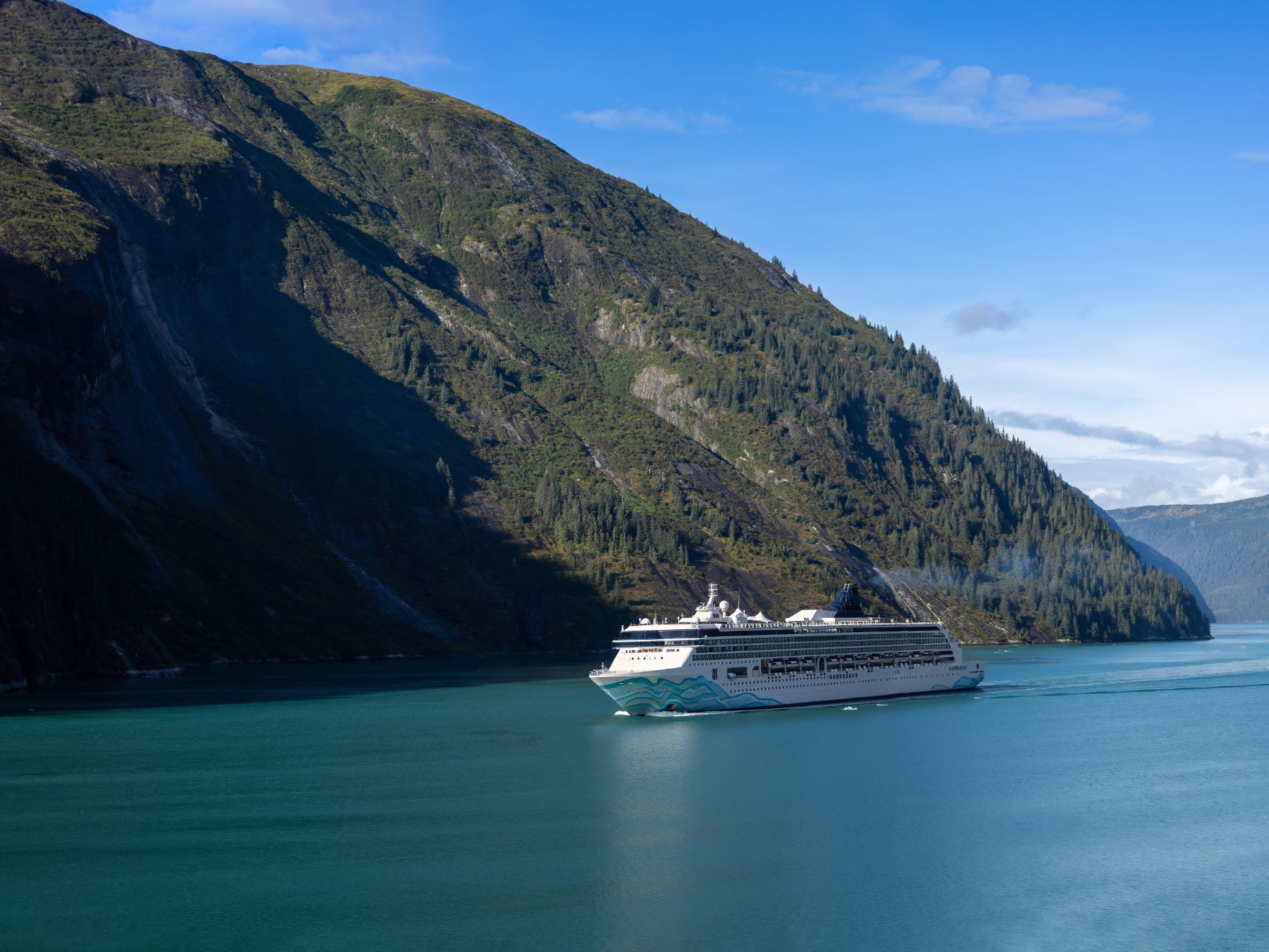 Cruise ship sailing through Alaska.