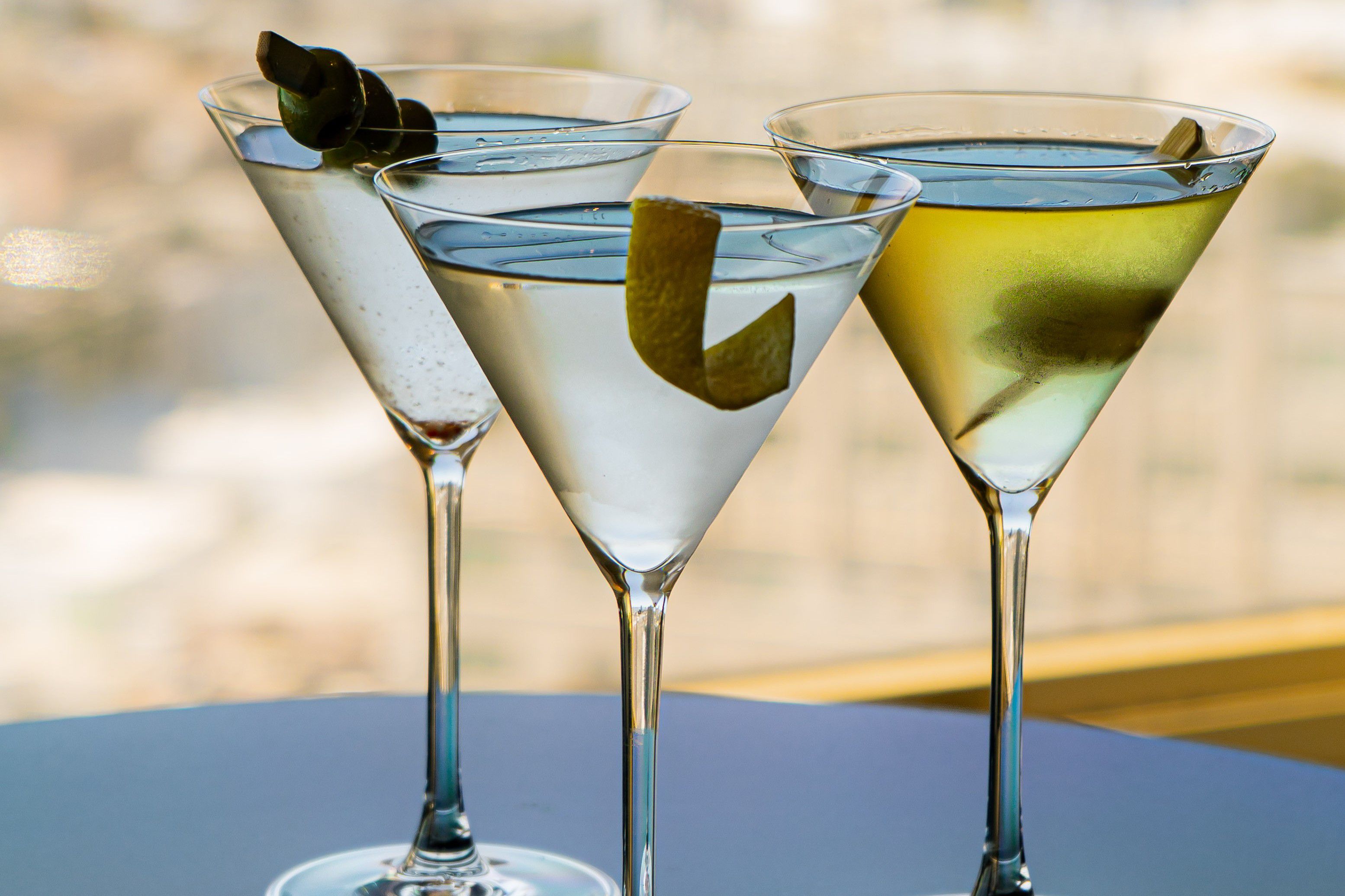 Three martinis with a view