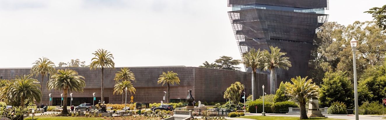 de Young Museum's twisting copper tower in Golden Gate Park