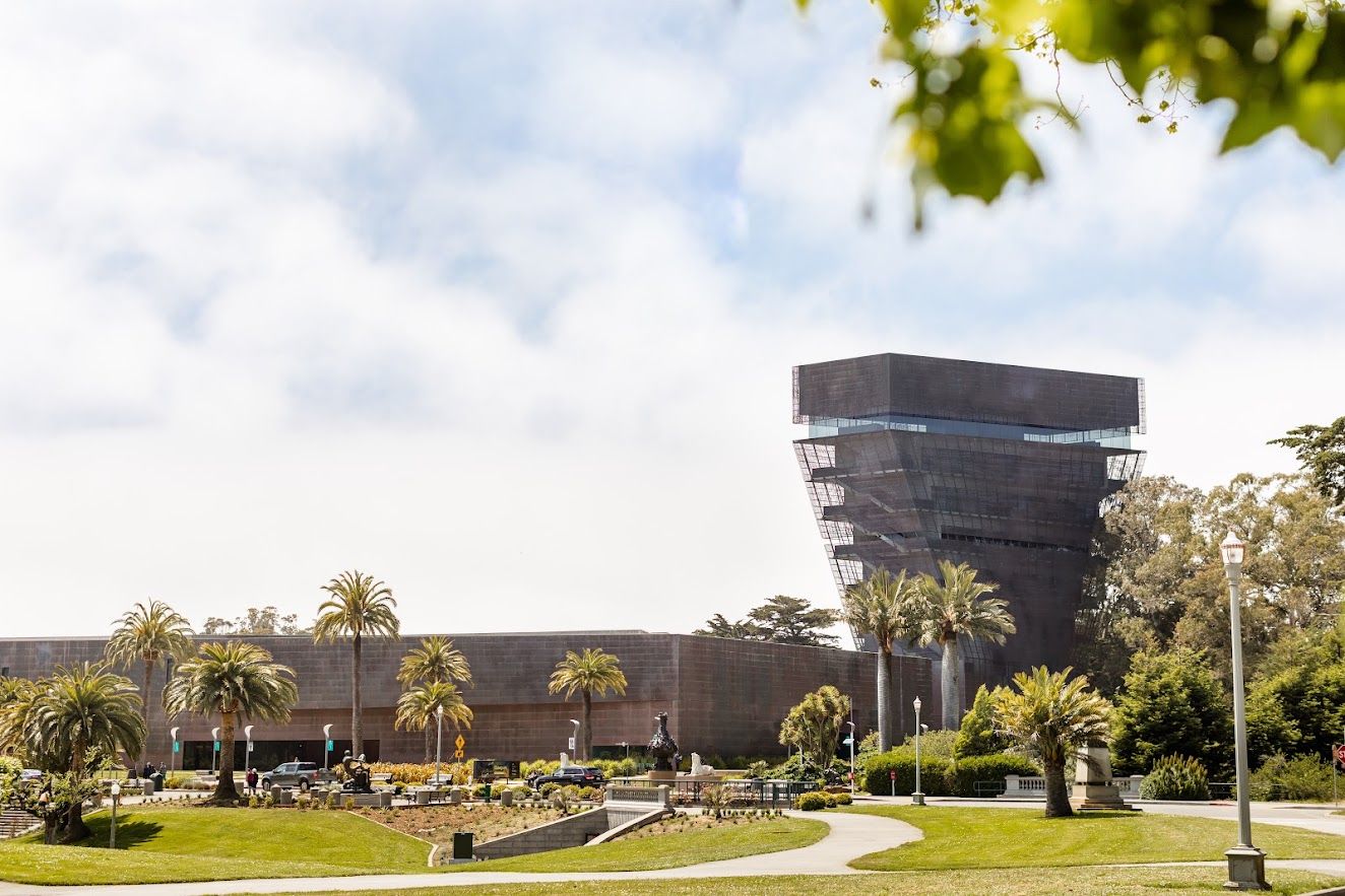 de Young Museum's twisting copper tower in Golden Gate Park